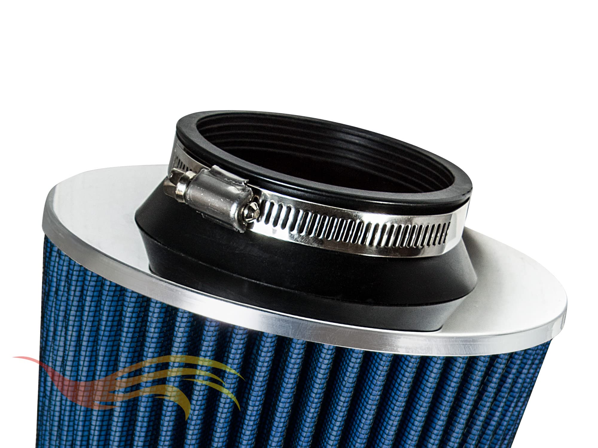 Blue 3.5'' 89 Mm Inlet Truck Cold Air Cone Replacement Performance Washable Clamp-On Dry Air Filter (8'' Tall)