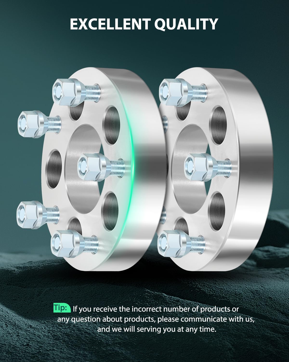 SCITOO 5x114.3 to 5x127 Wheel Spacers, 1.25" Adapters, 4PCS, Silver, 5 Lug, 71.5