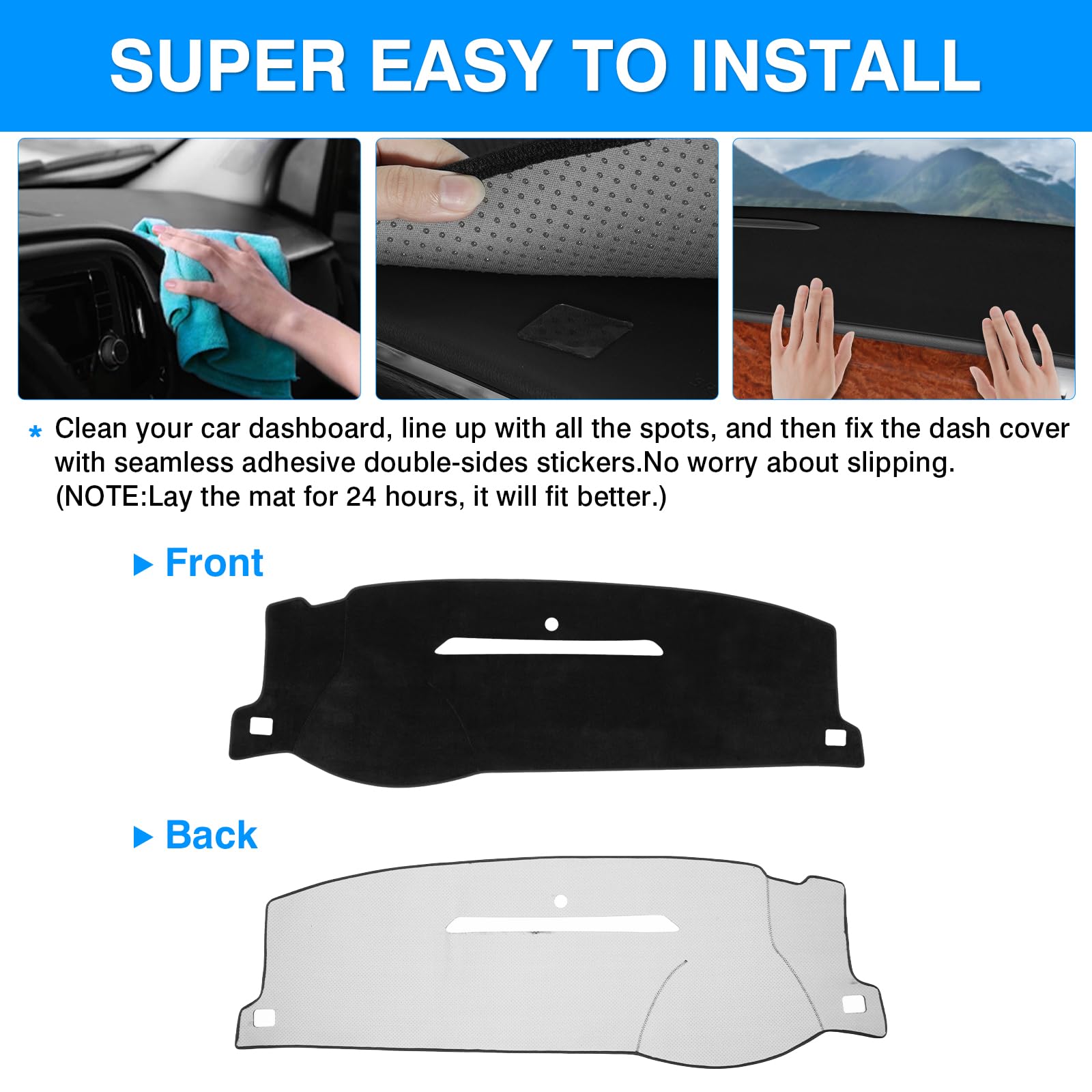 Autorder Dashboard Cover Mat For 2007-2013 Chevy Silverado Sierra,2007-2014 Chevy Tahoe Suburban Denali Avalanche&Gmc Yukon/Xl W