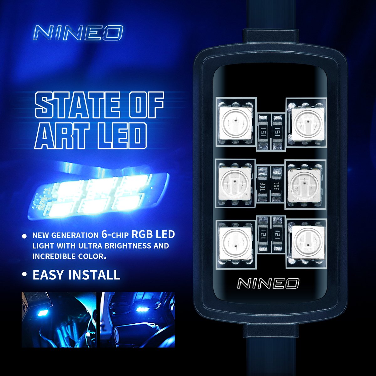 Nineo 8Pcs Motorcycle Led Light Kit, Rgb Underglow Lights With Brake Light Fit For Most Family Motorcycles Carts Trikes Cruiser