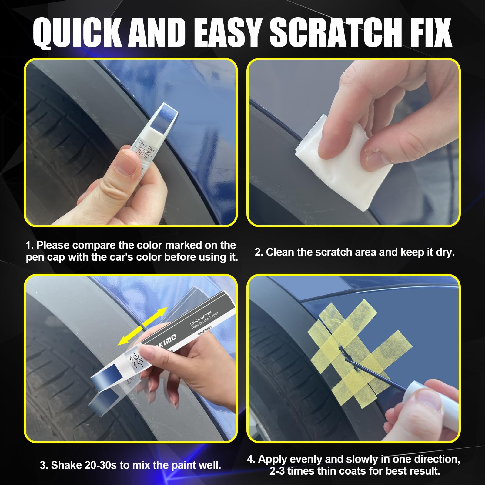 KIKIMO Touch Up Paint Repair Kit for Tesla Model Y/3/S/X - Pearl White Multi-Coat, 0.41 Fl Oz, 2-in-1 Pen & Brush
