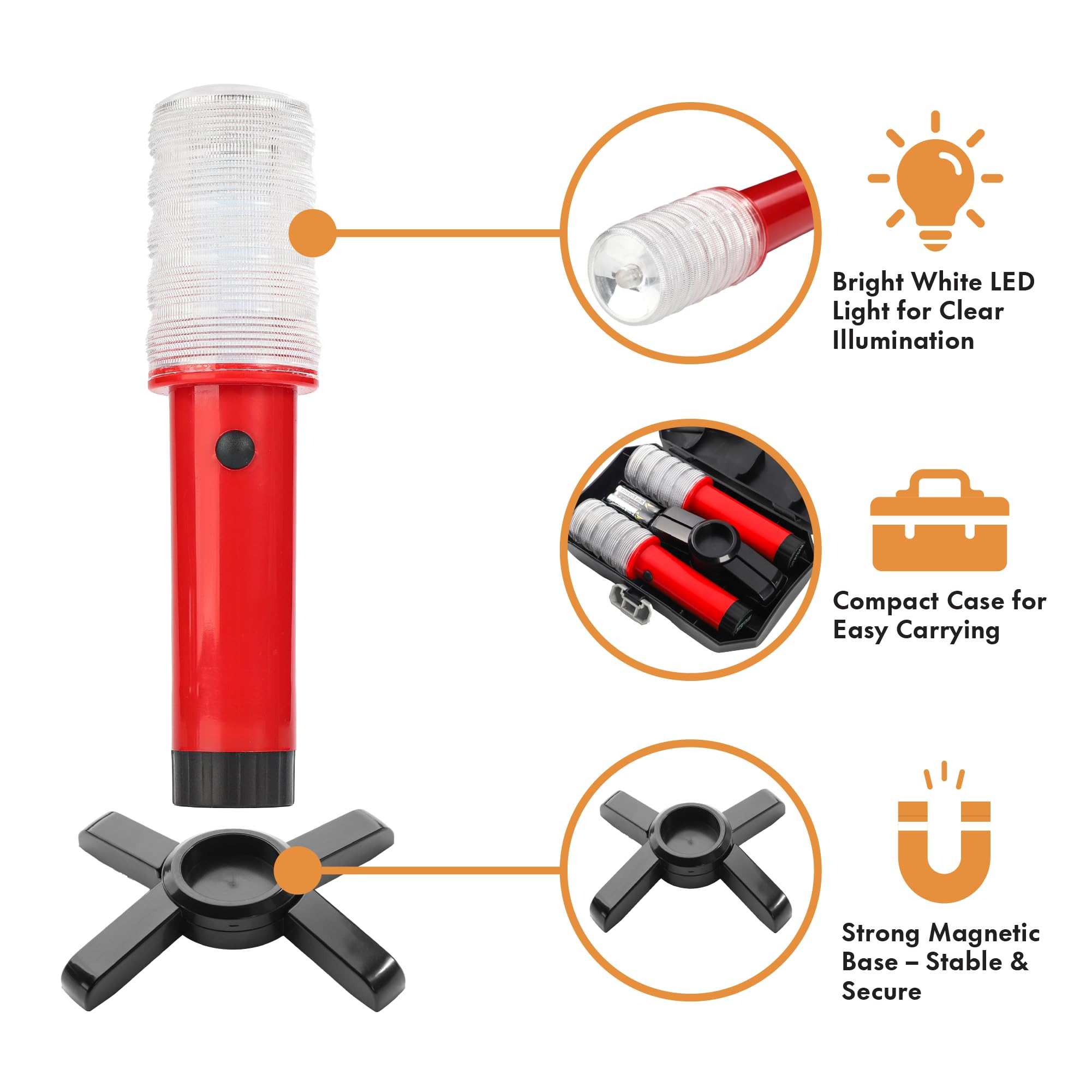 Twinkle Star Emergency Roadside Flares Kit Led Safety Strobe Road Warning Light Highway Beacon Alert Flare With Magnetic Base, D