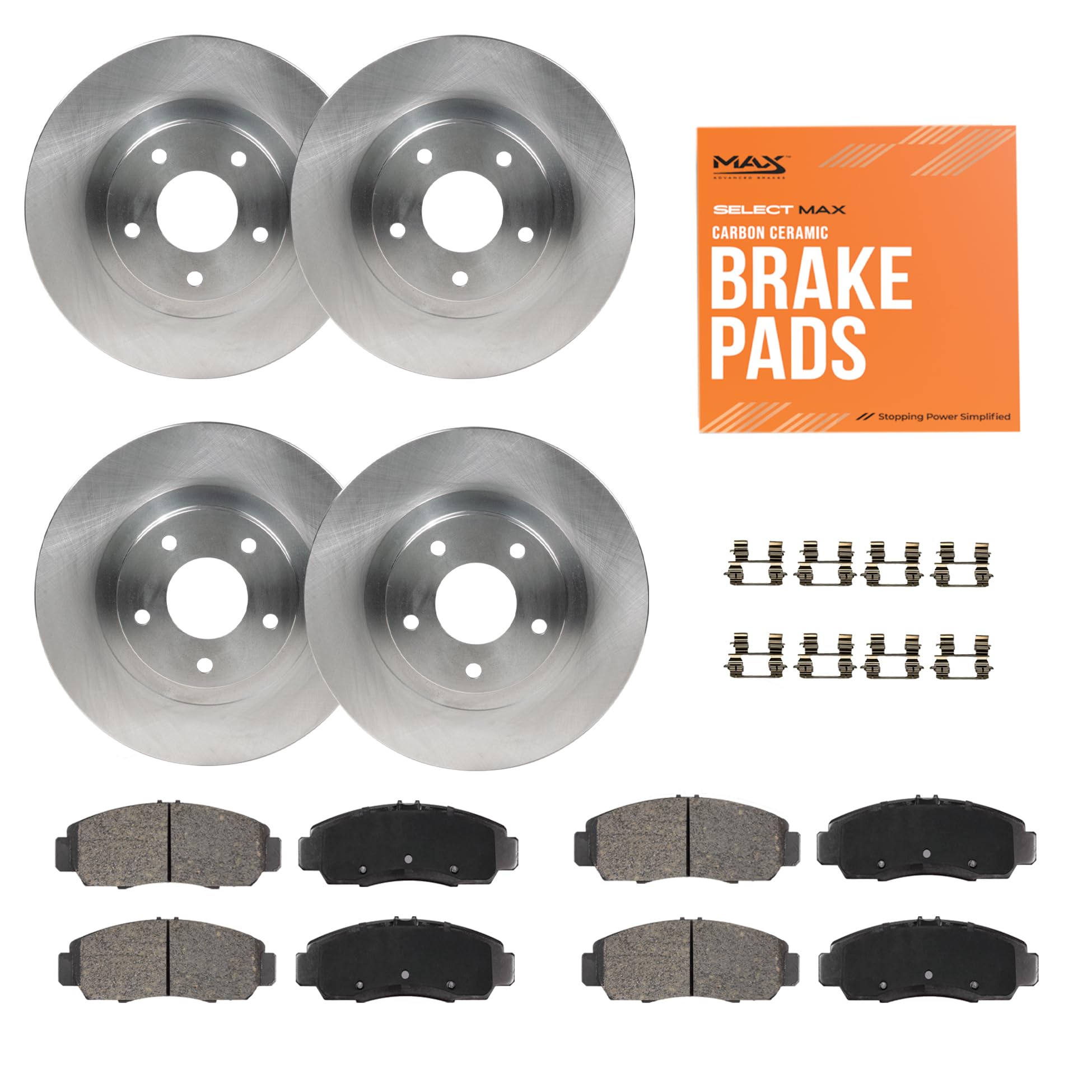 Max Advanced Brakes Front & Rear Brake Kit Compatible With 2012 2013 2014 Ford F150 7 Lug Replacement Premium Oe Disc Brake Roto