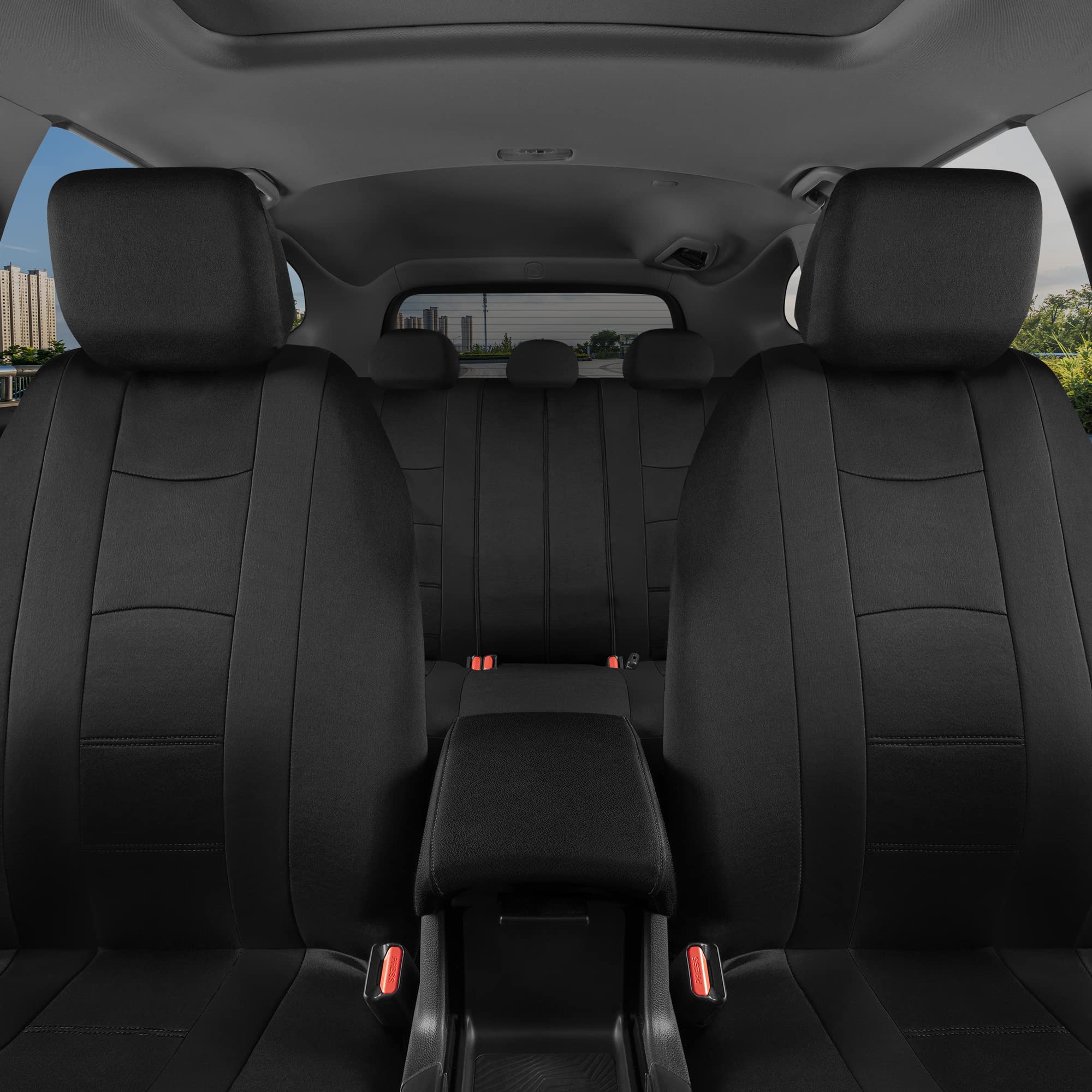 Bdk Carxs Black Car Seat Covers Full Set With Matching Set Of Floor Mats For Suv, Car, & Truck - Car Seat Covers Front Seats & B