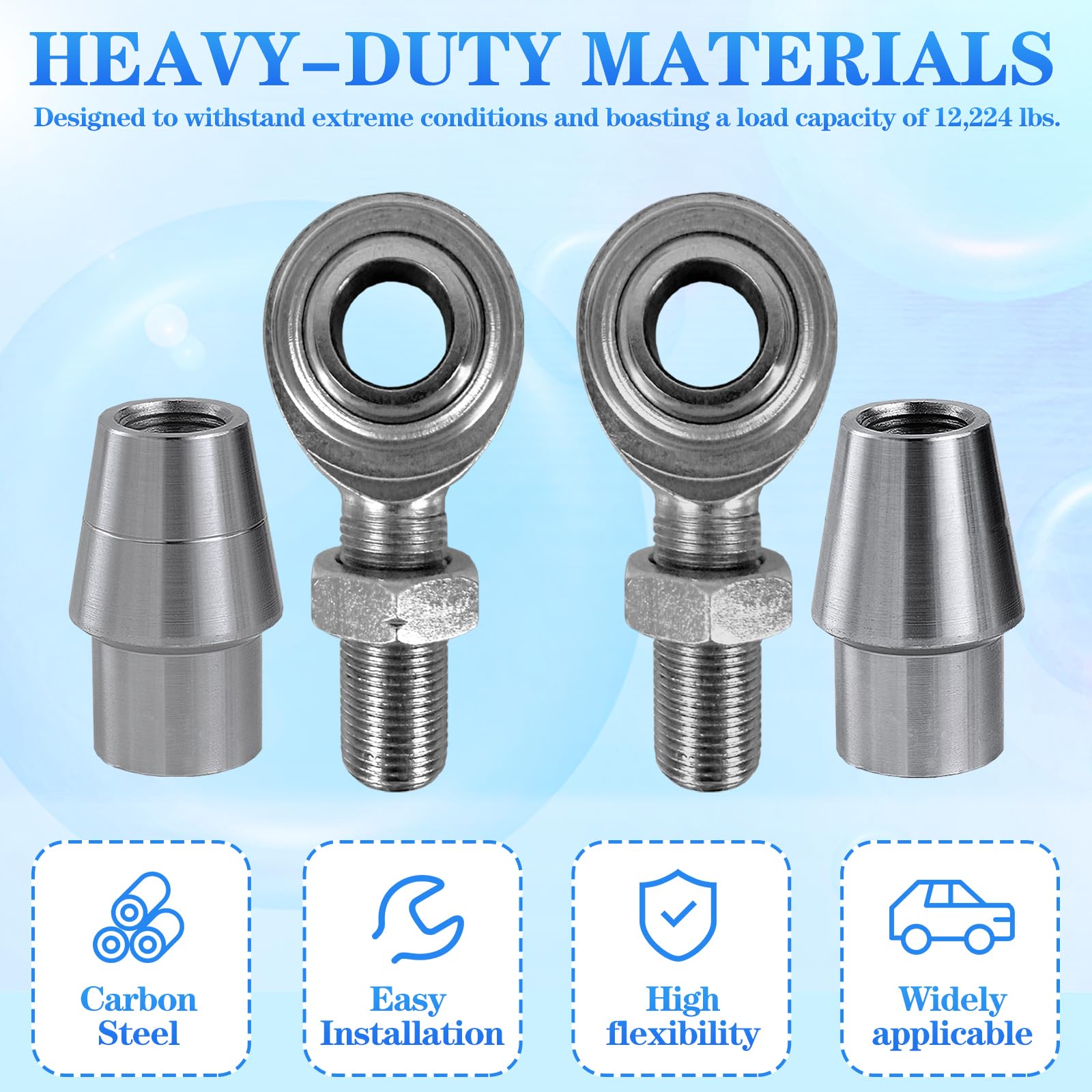 YIFUOK 1/2 x 1/2-20 Heim Joints Rod End Kit .065 Bungs with Jam Nuts,RH & LH Hand Thread Chromoly Panhard Bar for Steering and S