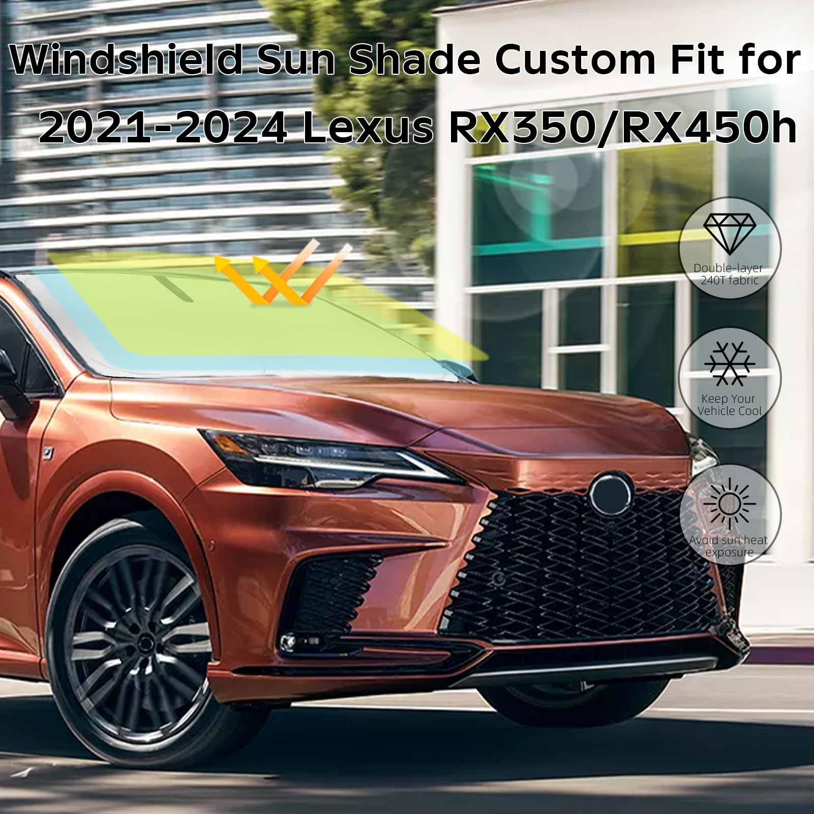 Sunshade Windshield Sun Shade Custom Fit For 2023-2024 Lexus Rx Windshield Cover For Lexus Rx350 Rx450 Rx450H Rx350H Front Windo