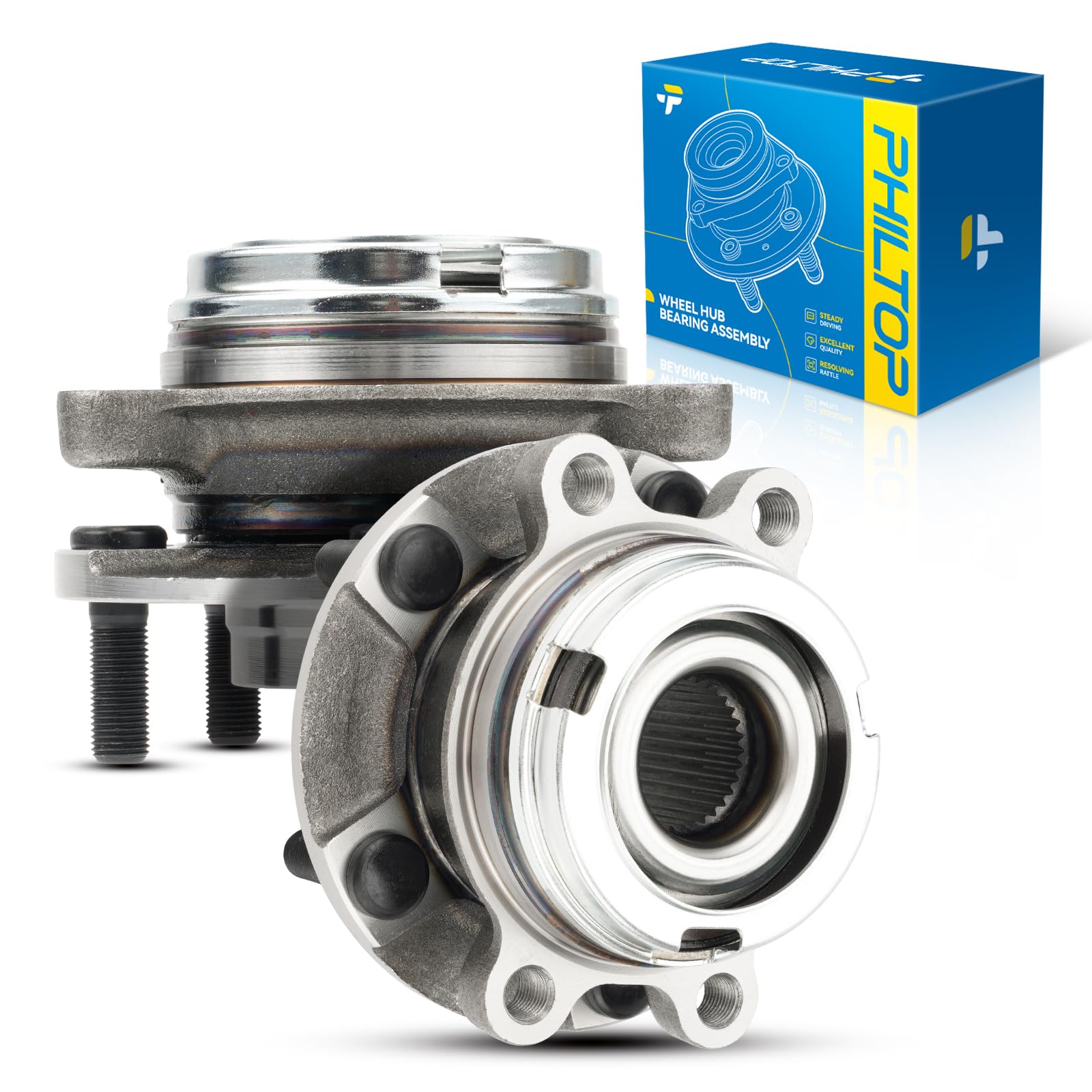 PHILTOP 513296 Front Wheel Hub Bearing Assembly for Maxima, QX60, QX50, Pathfinder, Murano, Maxima, JX35, Altima, Nissan Altima 