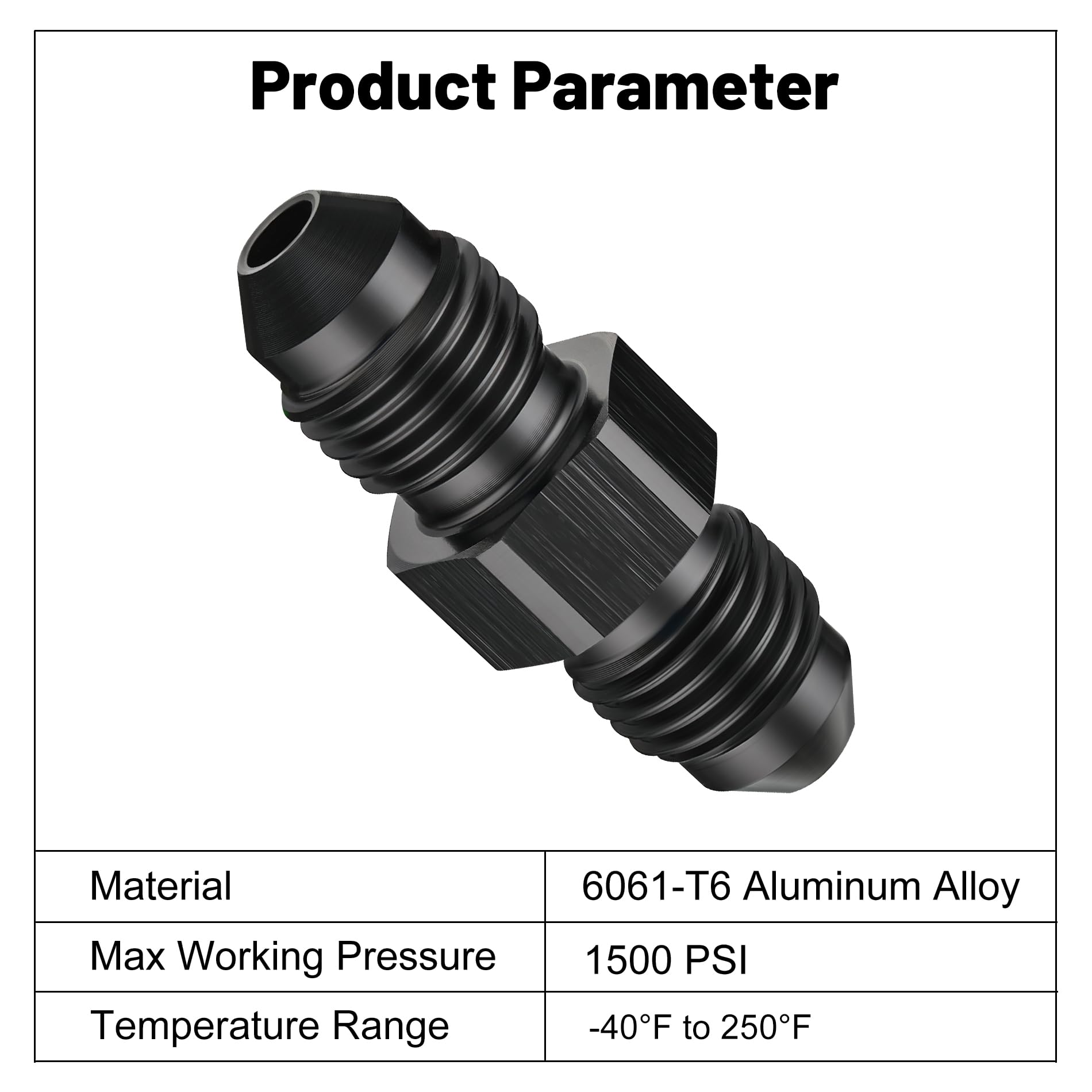 Evil Energy 3An Male To Male Flare Coupler Union Straight Fuel Hose Adapter Fitting Black 2Pcs