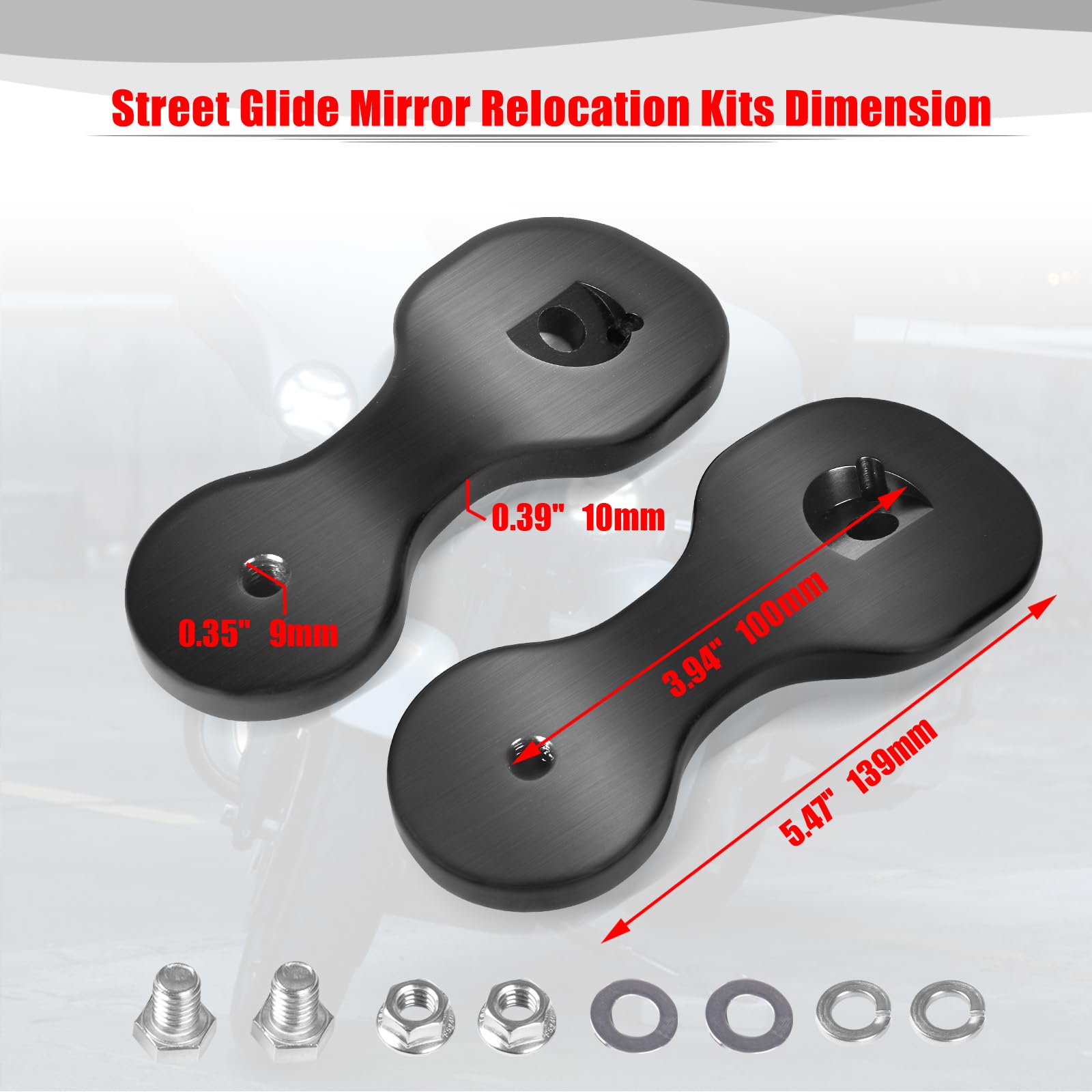 Goldfire Motorcycle Mirror Drop Brackets - Adjustable Fairing Relocator Kit for Harley Touring 2014-2023, Black Aluminum