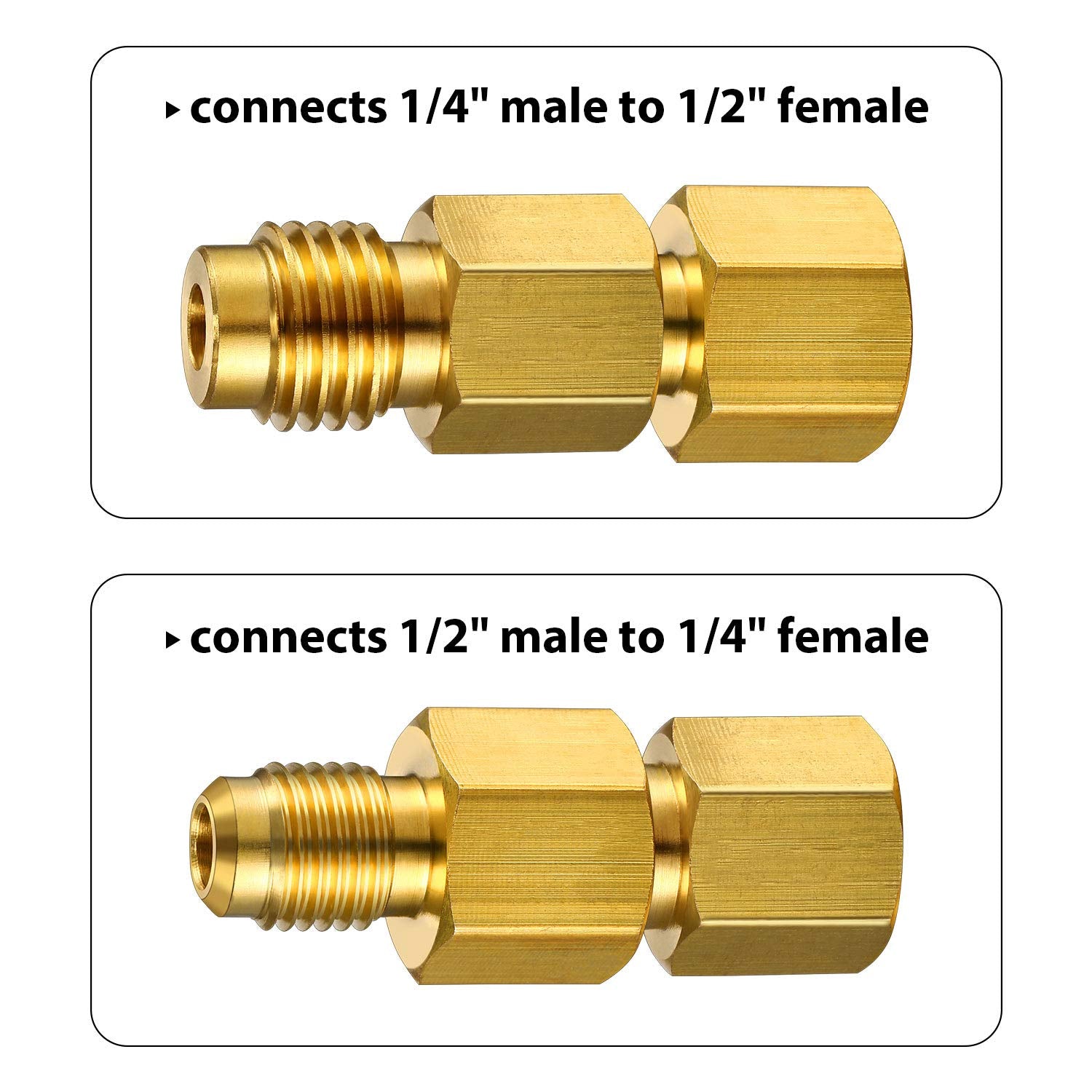 Mudder 4-Piece Brass Refrigerant Tank Adapter Set - R134A to R12, 1/2" Female Acme to 1/4" Male Flare, Includes Vacuum Pump