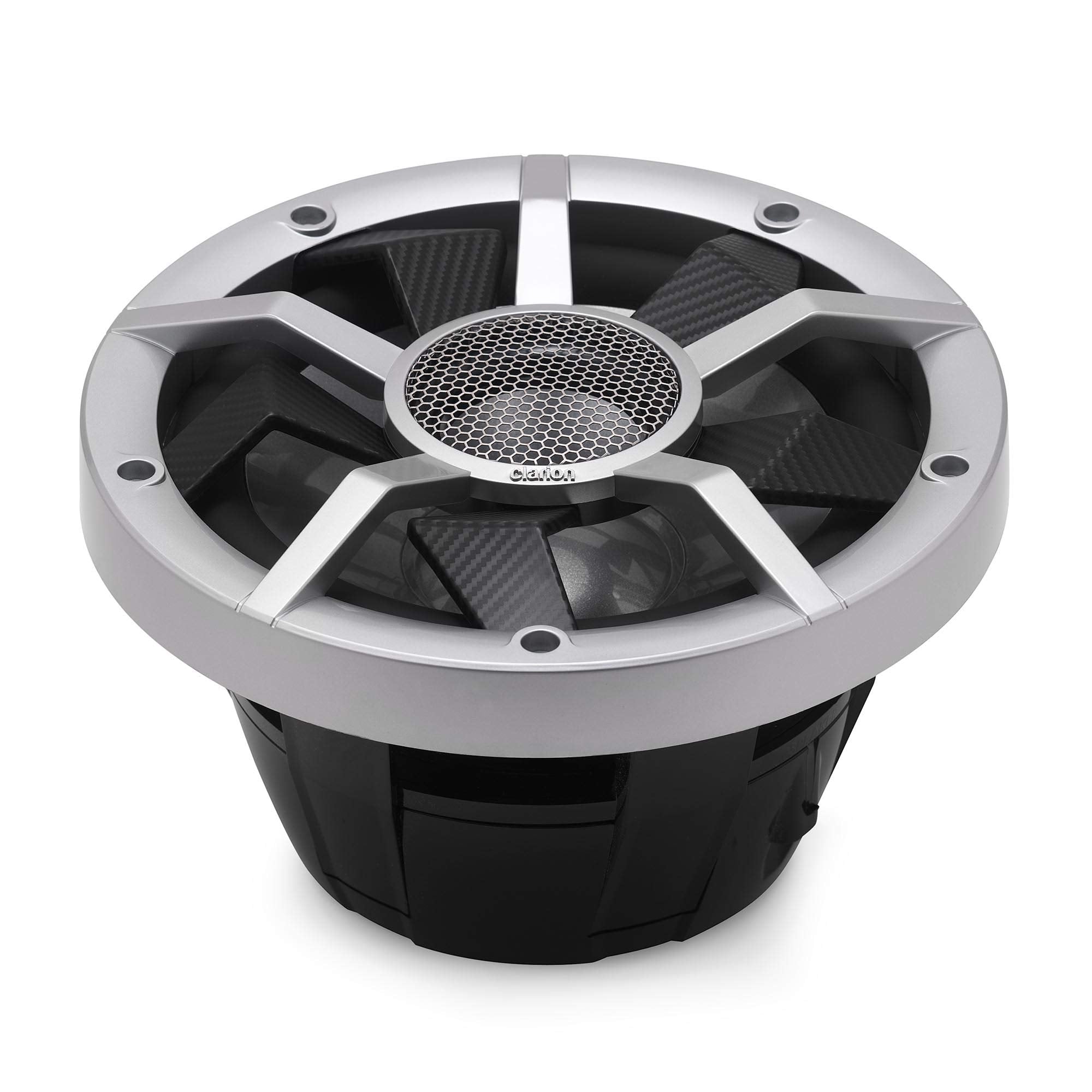 Clarion Cm2513Wl 10-Inch Marine Subwoofer 250W Rms Power Handling Dual 2 Ohm Voice Coils Built-In Rgb Illumination Includes Blac