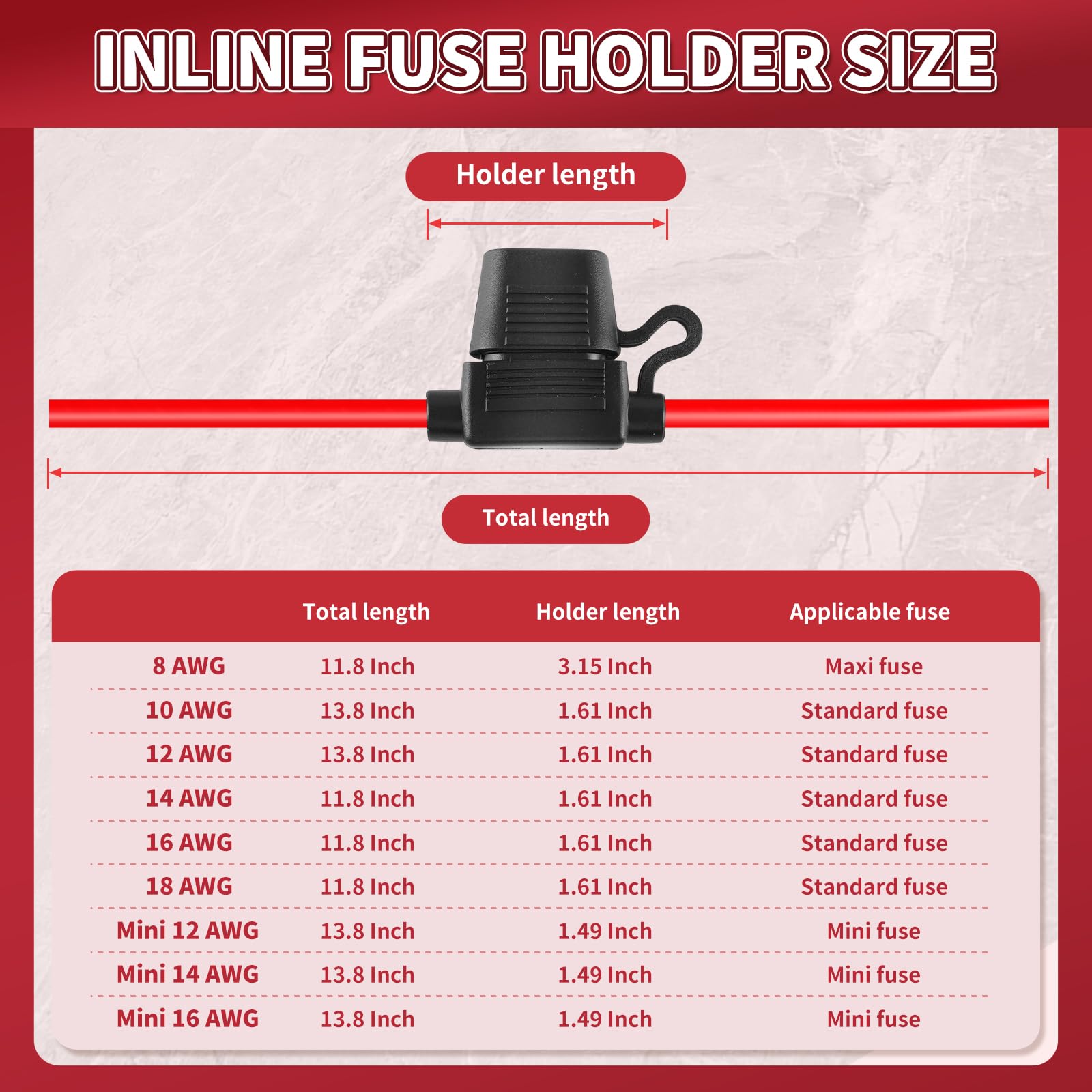 XIOGZAXI Inline Fuse Holder 12V, 2 Pack 12 AWG Waterproof, 13.8 Inch with 2 Standard 30A Blade Fuses for Automotive & Marine