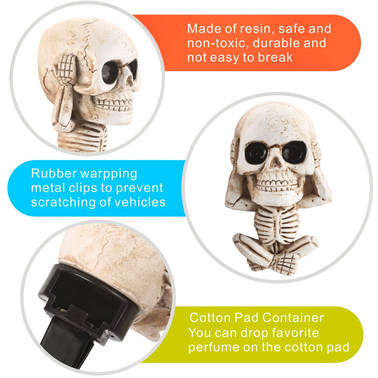 Cool Skull Car Decor For Car Truck Air Fresheners Vent Clips, Car Scent Freshener Things, Goth Automotive Interior Aesthetic Dec