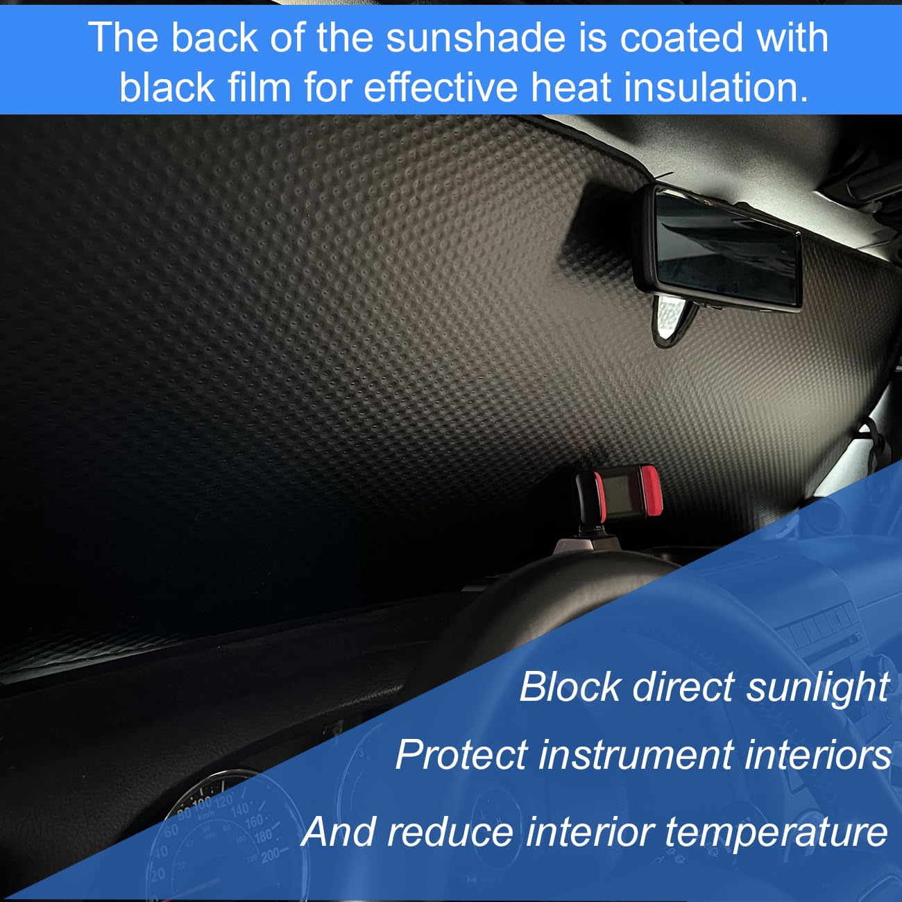 ROMASO Windshield Sun Shade for Jeep Wrangler JK/JL 1997-2024, Yellow Aluminum Foil UV Protection, Model RM049