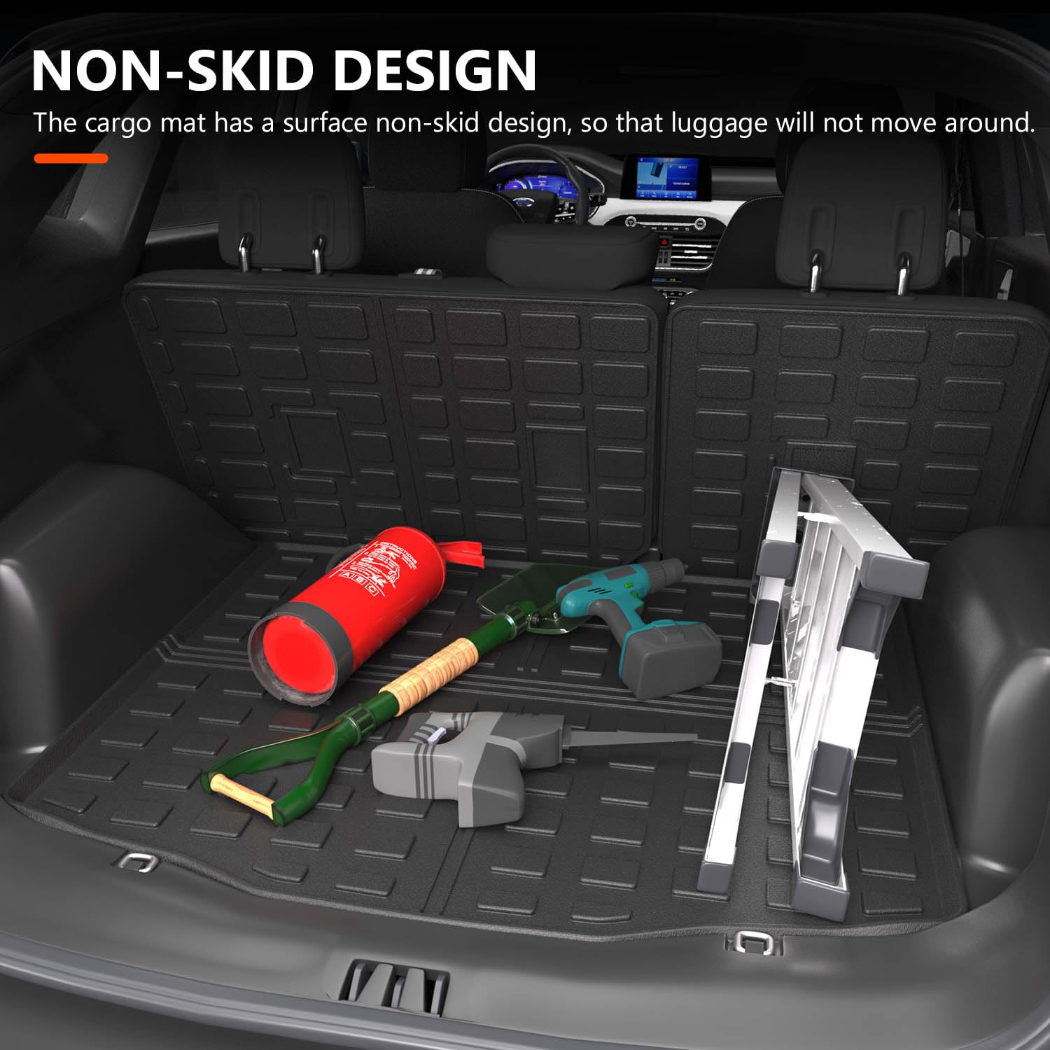 powoq Cargo Liner for 2020-2025 Ford Escape - TPE Trunk Mat & Backrest Mat, All Season Protection, Model FORDE01