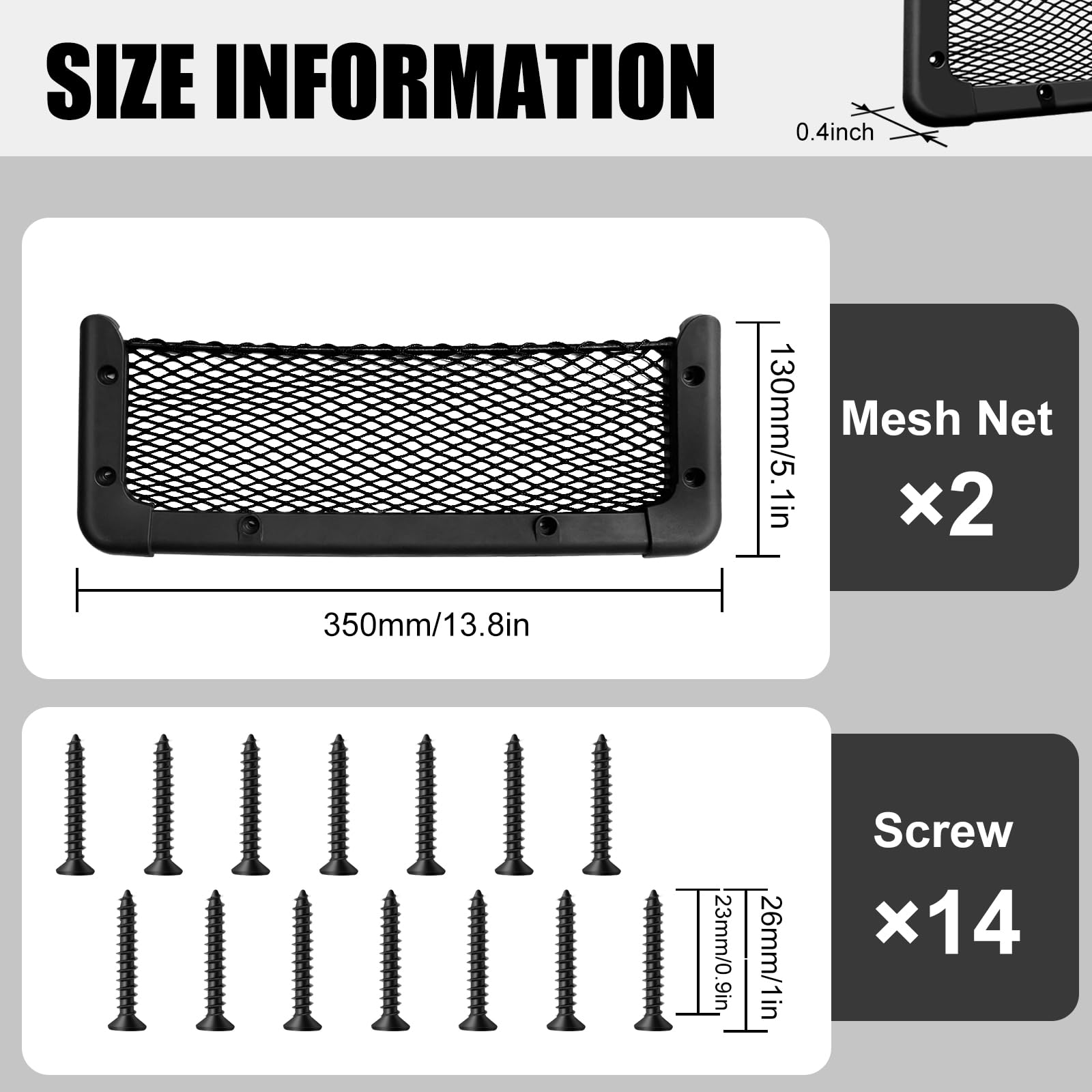 2 Pieces ABS Plastic Frame Automotive Cargo Nets Car Net Pocket Phone Car Mesh Net Holder RV Storage Boat Cargo Pocket Organizer