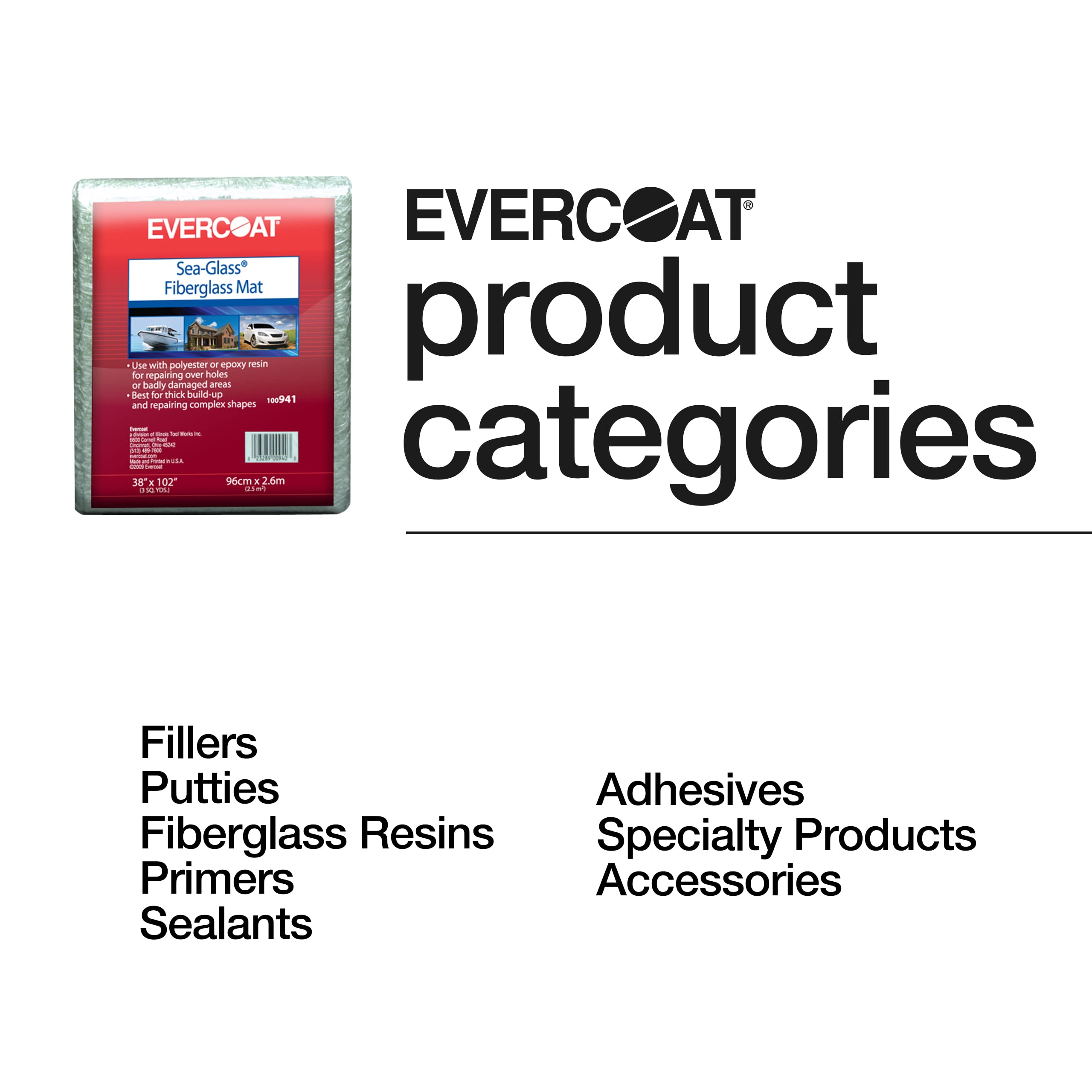 Evercoat 100941 Fiberglass Mat - 38'' X 102''