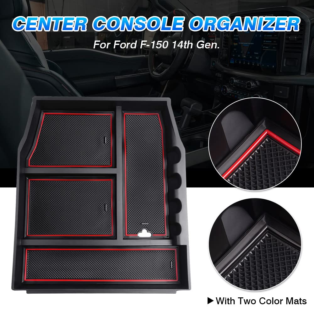 Autorder Compatible With Center Console Organizer Ford F-150 F150 2021 2022 2023 Accessories Armrest Box Secondary Storage Box I