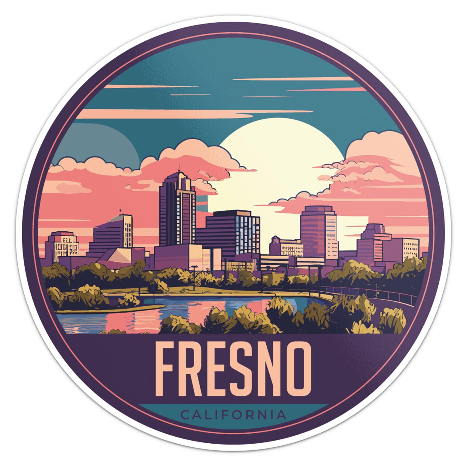 Fresno City Sticker - Waterproof Vinyl Decal for Car Bumper, Laptop, Water Bottle, Wall, and Window, Size - 3'' Longer Side