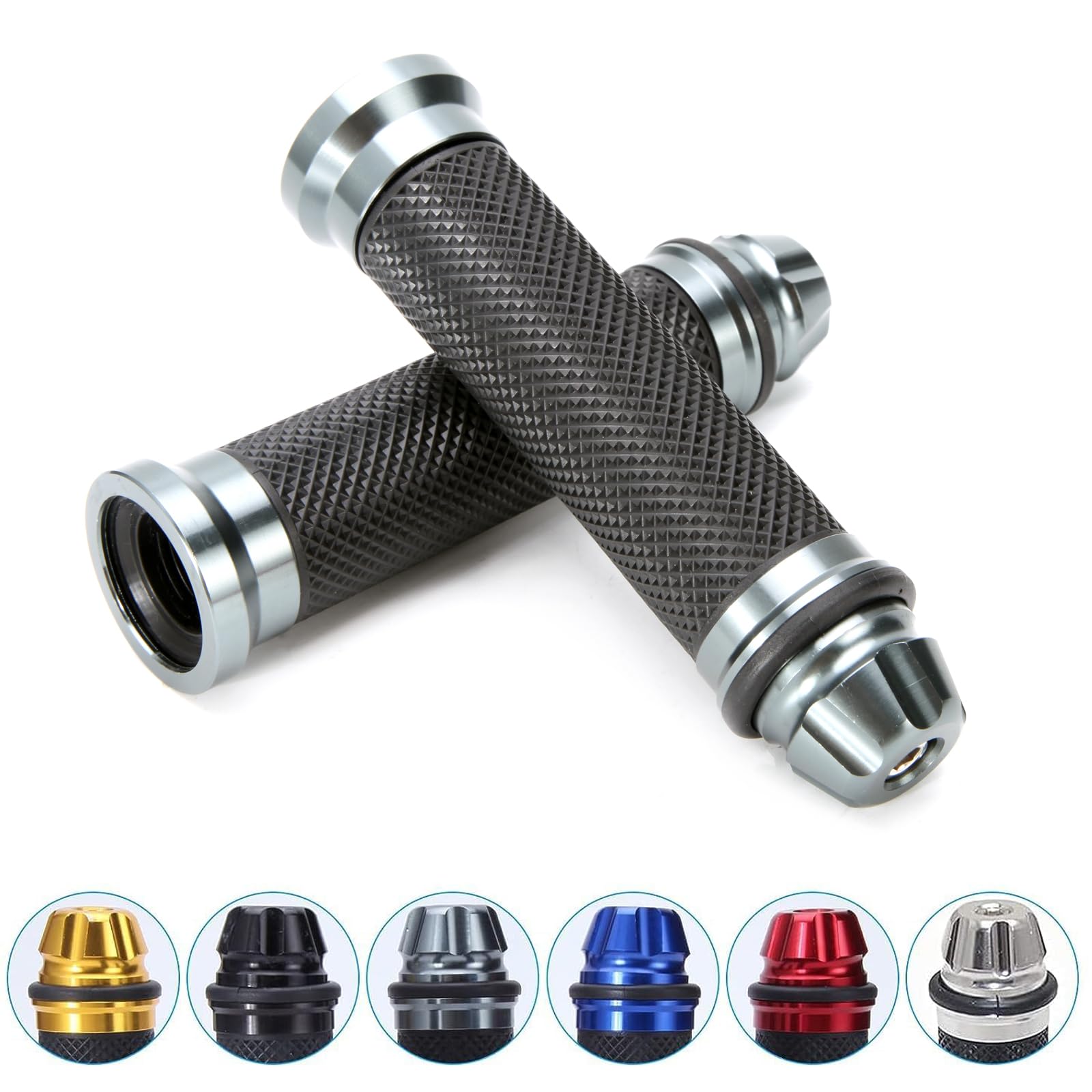 Universal 7/8'' 22Mm Rubber Handlebar Hand Grip Bar End For Motorcycle Bike Cafe Racer