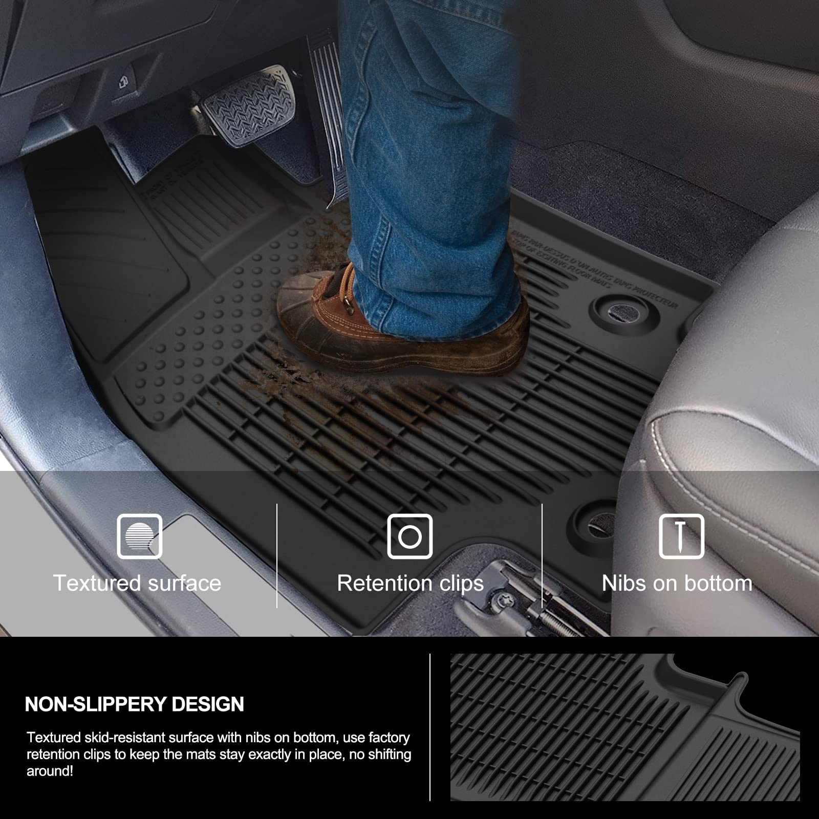 Kiwi Master Floor Mats For 2020-2025 Toyota Highlander Accessories All Weather Mat Custom Fit Liners Front & Rear 2 Row Seat Tpe