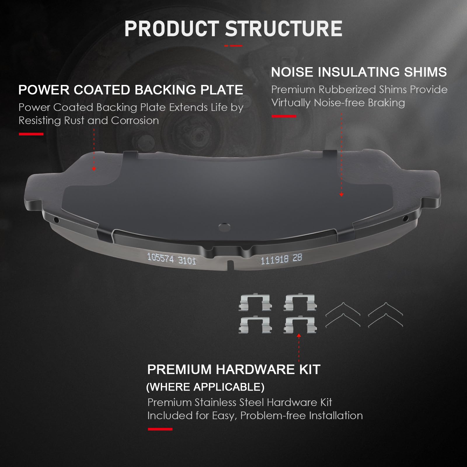 Cciyu D1378 D1585 Ceramic Front Rear Brake Pad Set Fit For 2014-2017 For Acura Mdx,2012-2019 For Honda Pilot,2017-2019 For Honda