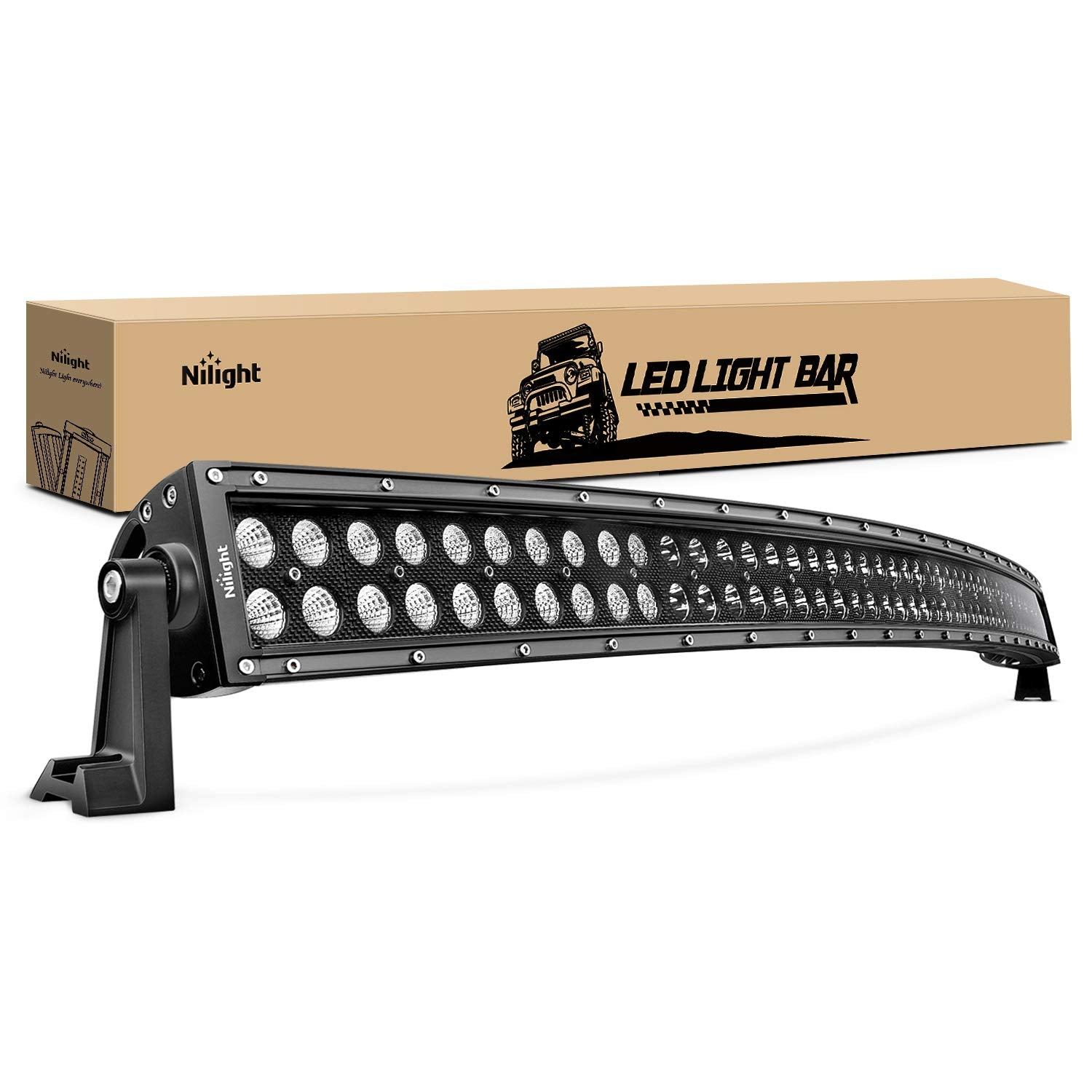 Nilight - 71015C-A 50Inch 288W Curved Led Work Light Driving Fog Lamp Led Light Bar Offroad Lighting For Suv Ute Atv Truck 4X4 B