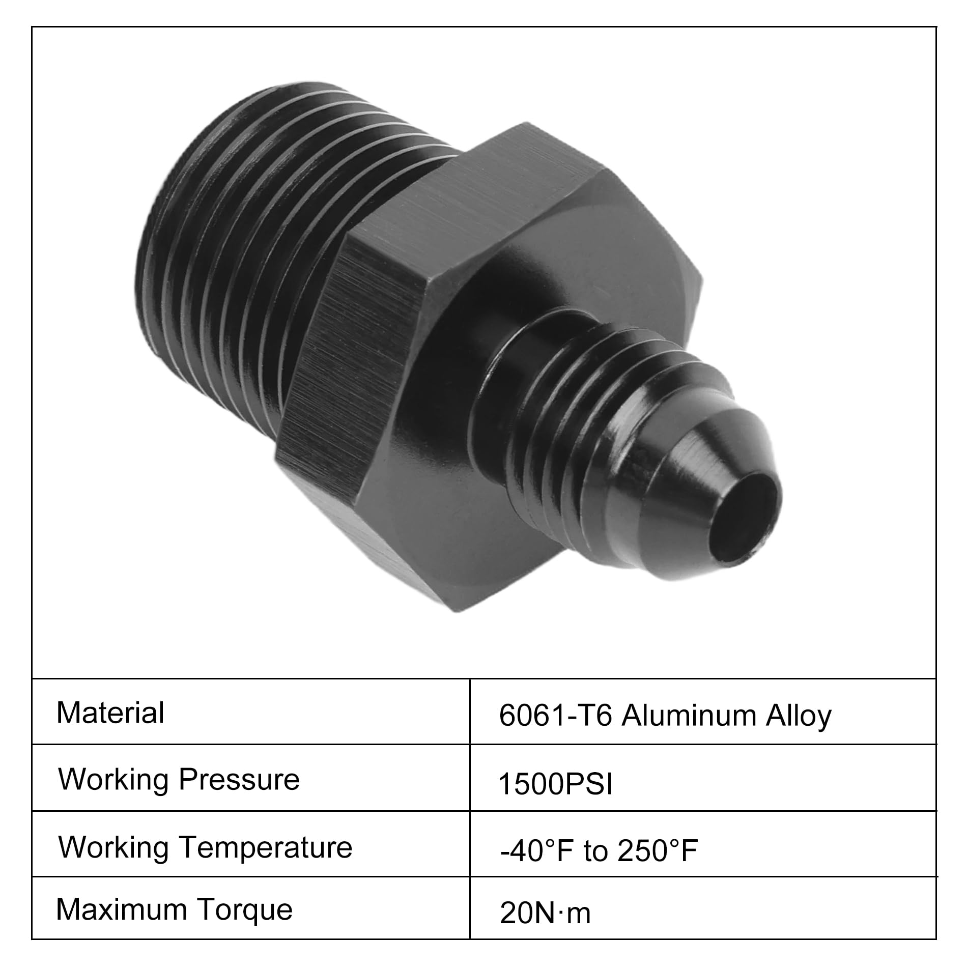Evil Energy 4An Male Flare To 3/8'' Npt Pipe Fitting Adapter Straight Aluminum Black 2Pcs