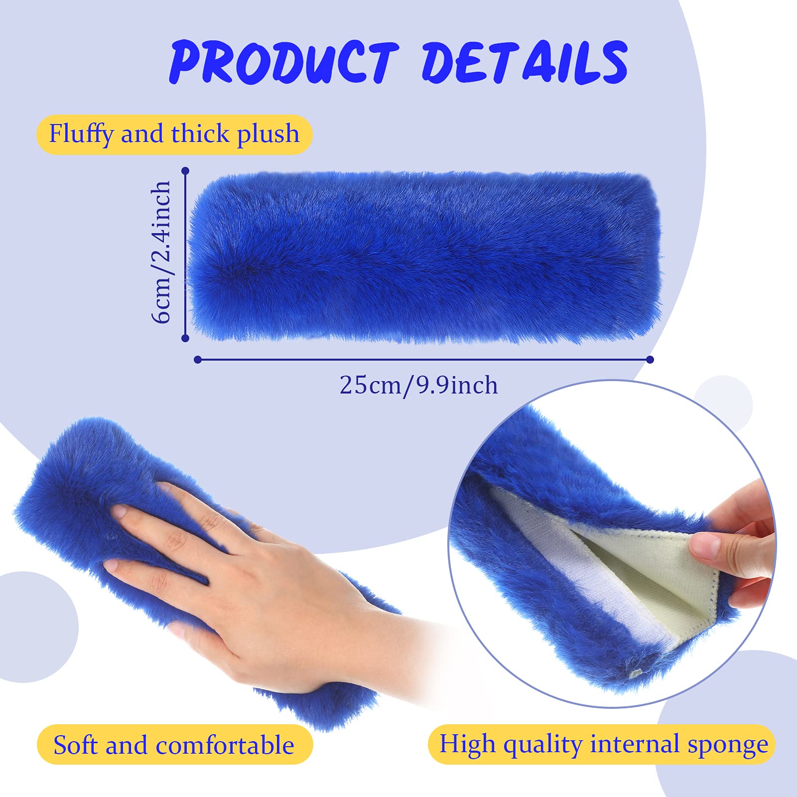 Boao 4 Pack Faux Sheepskin Car Seat Belt Pads Seatbelt Protector Soft Seat Belt Shoulder Strap Cover Comfort Harness Pad(Blue, 9
