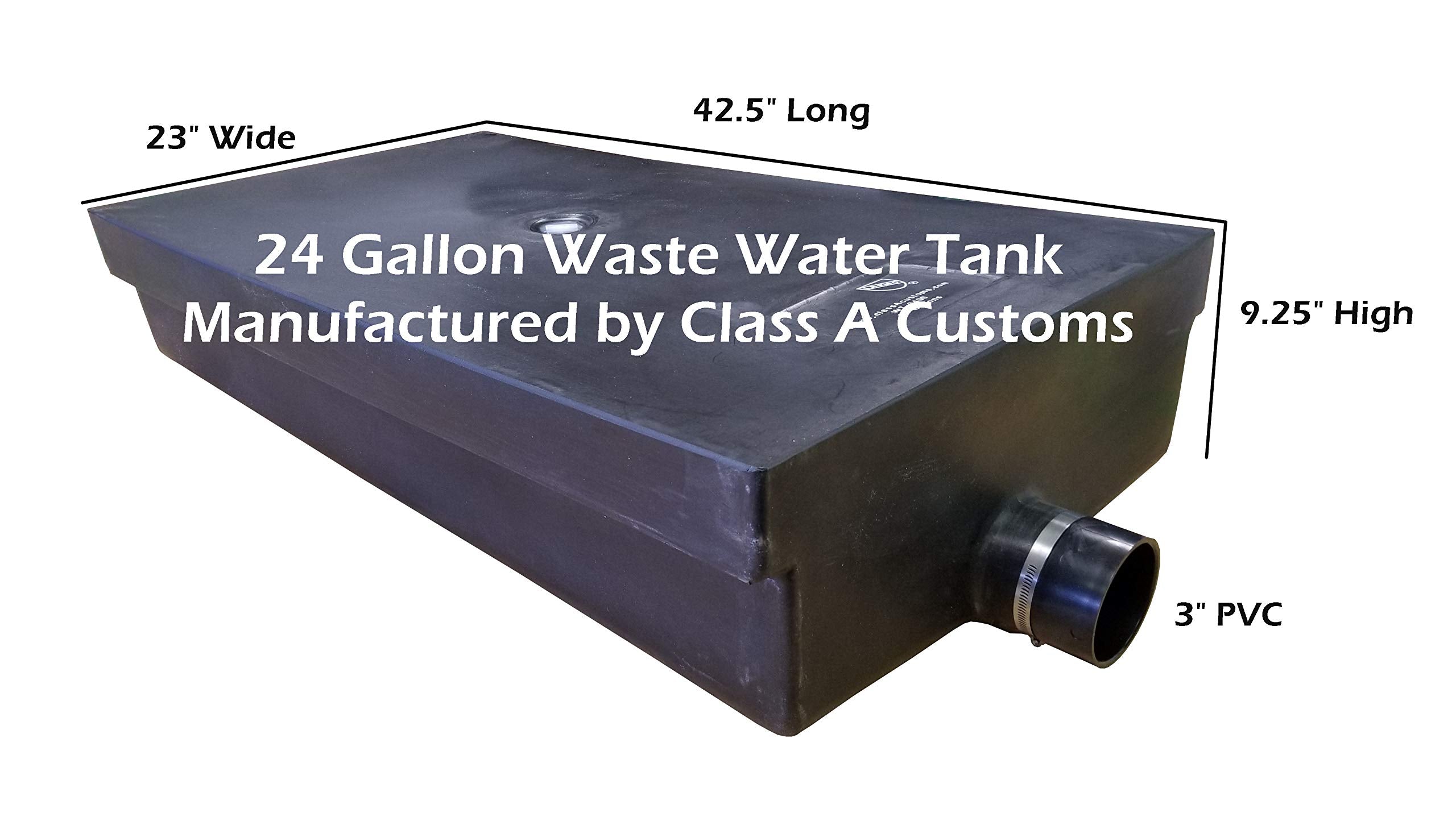 Class A Customs 24 Gallon Black RV Waste Holding Tank - Durable Polyethylene, 42.5” x 23” x 9.25” Size
