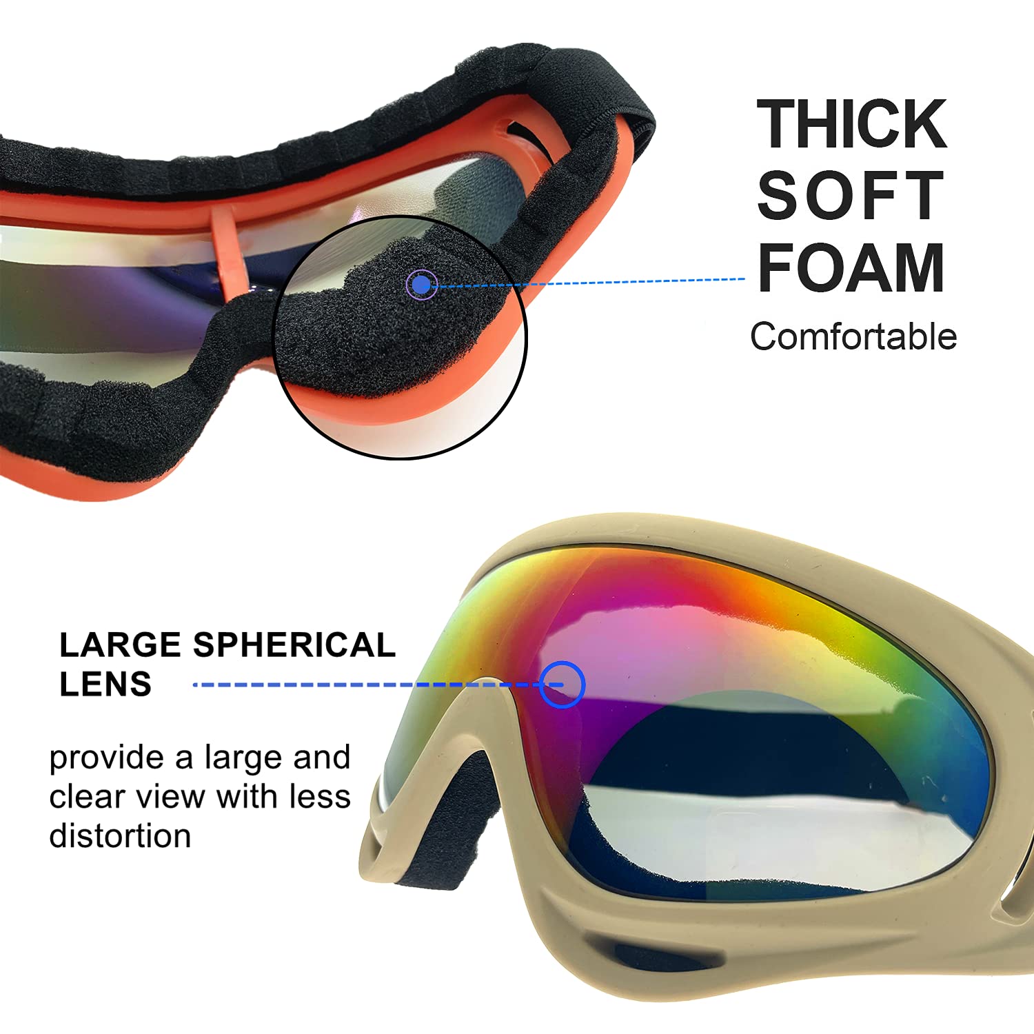 Ljdj Motorcycle Goggles - Glasses Set Of 5 - Dirt Bike Atv Motocross Anti-Uv Adjustable Riding Offroad Protective Combat Tactica