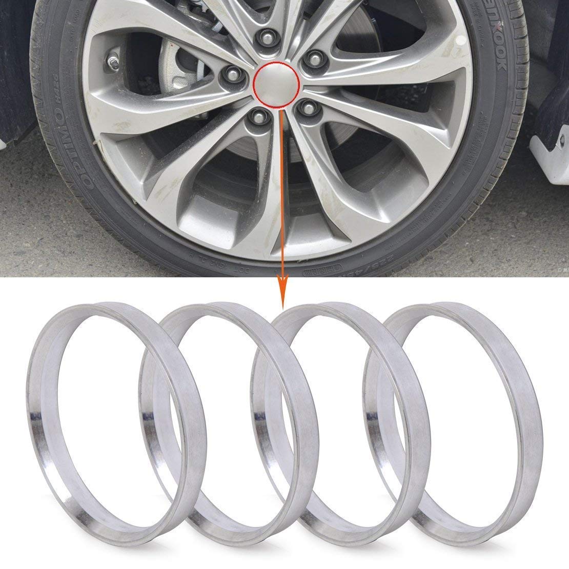 Zhteapr 4Pcs Wheel Hub Centric Rings 72.6 To 66.1 - Od=72.6Mm Id=66.1Mm - Aluminium Alloy Wheel Hubrings