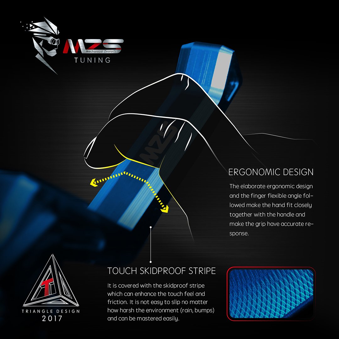 MZS Adjustable Blue Motorcycle Clutch Brake Levers for Vulcan S 650, Z900, Z650, EX650, KLE650, KLZ1000 - Short Design