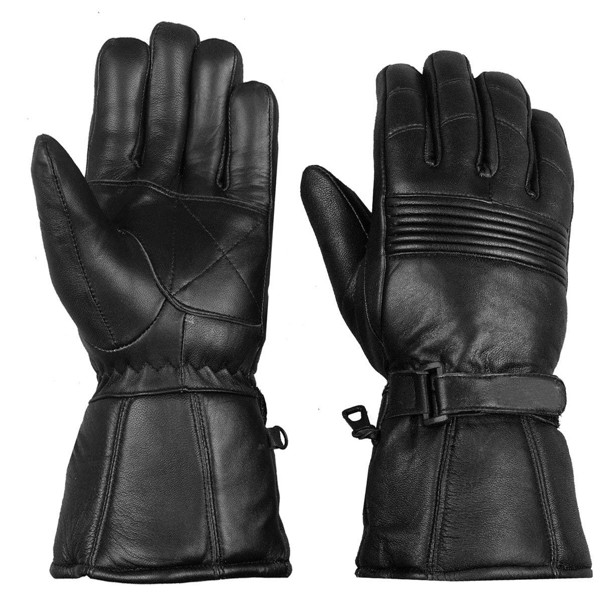 Men An Women Premium Winter Motorcycle Biker Sheep Leather Gauntlet Thinsulate Gloves Xxl