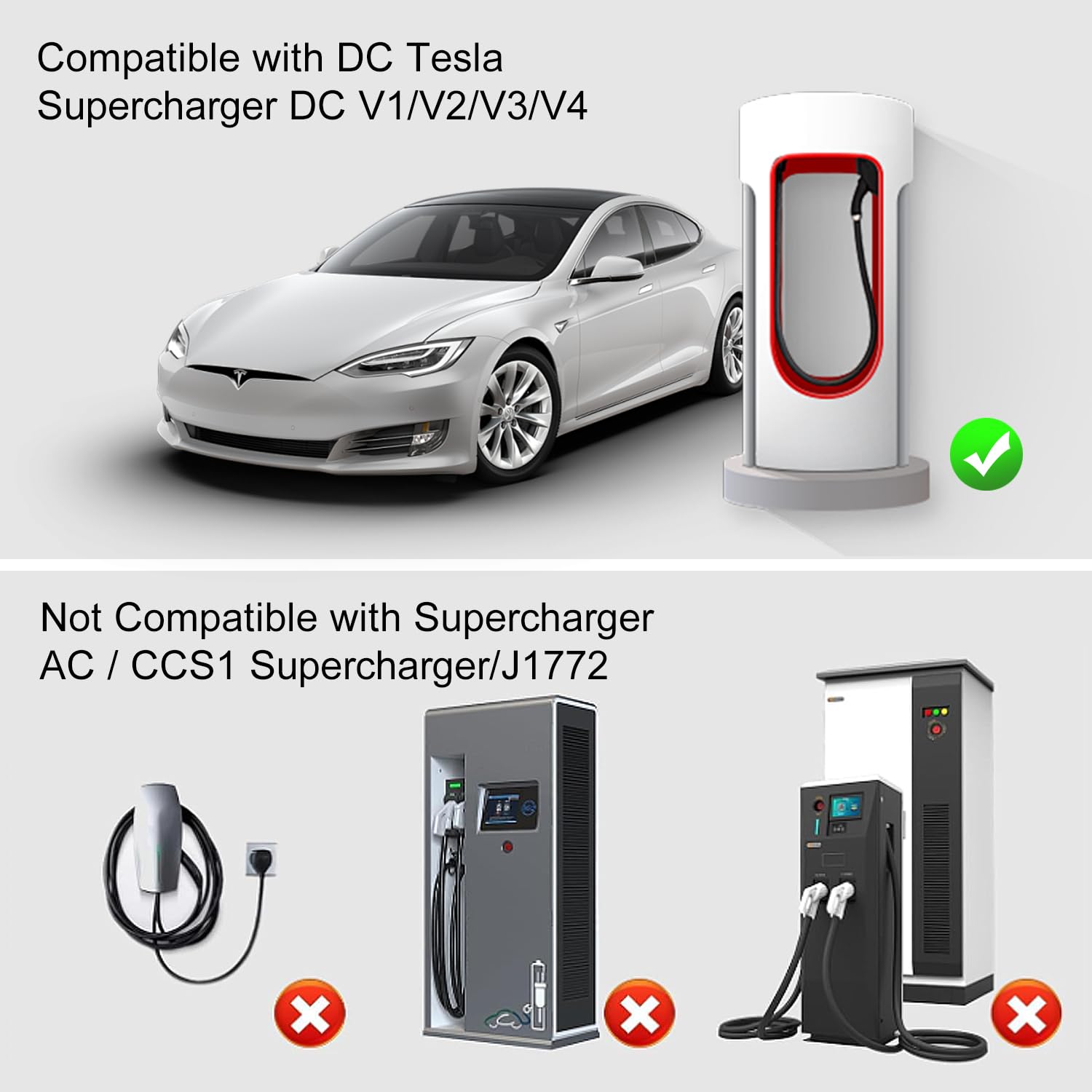 Aiskooc Nacs To Ccs1 Charging Adapter, Max 250Kw Supercharger Adapter, Electric Vehicle Charging Adapter For Tesla V1/V2/V3/V4 D
