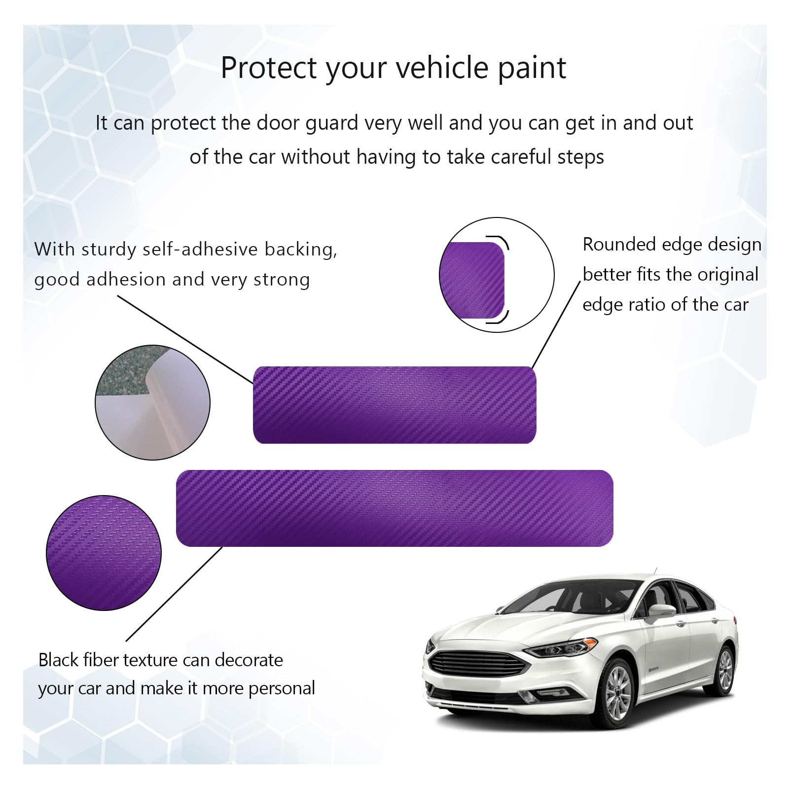 Dickno 4 PCS Car Door Sill Protector, 3D Carbon Fiber Auto Door Entry Edge Guard Protection Trim, Anti-Scratch Threshold Cover S
