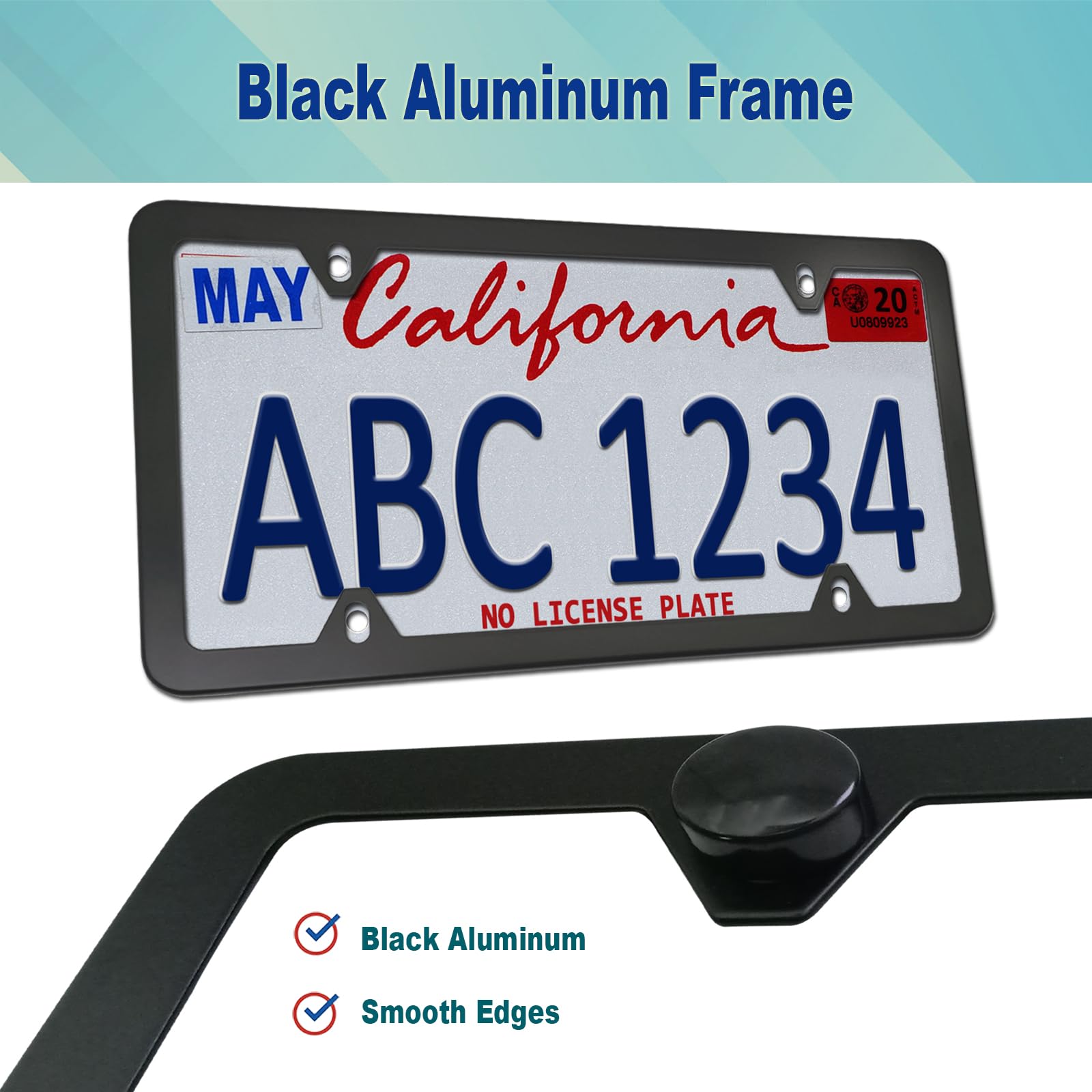 Bggtmo Front License Plate Mounting Kit- Universal License Plate Bracket & Black Aluminum Car Tag Frame For 2 Drill Hole Front B
