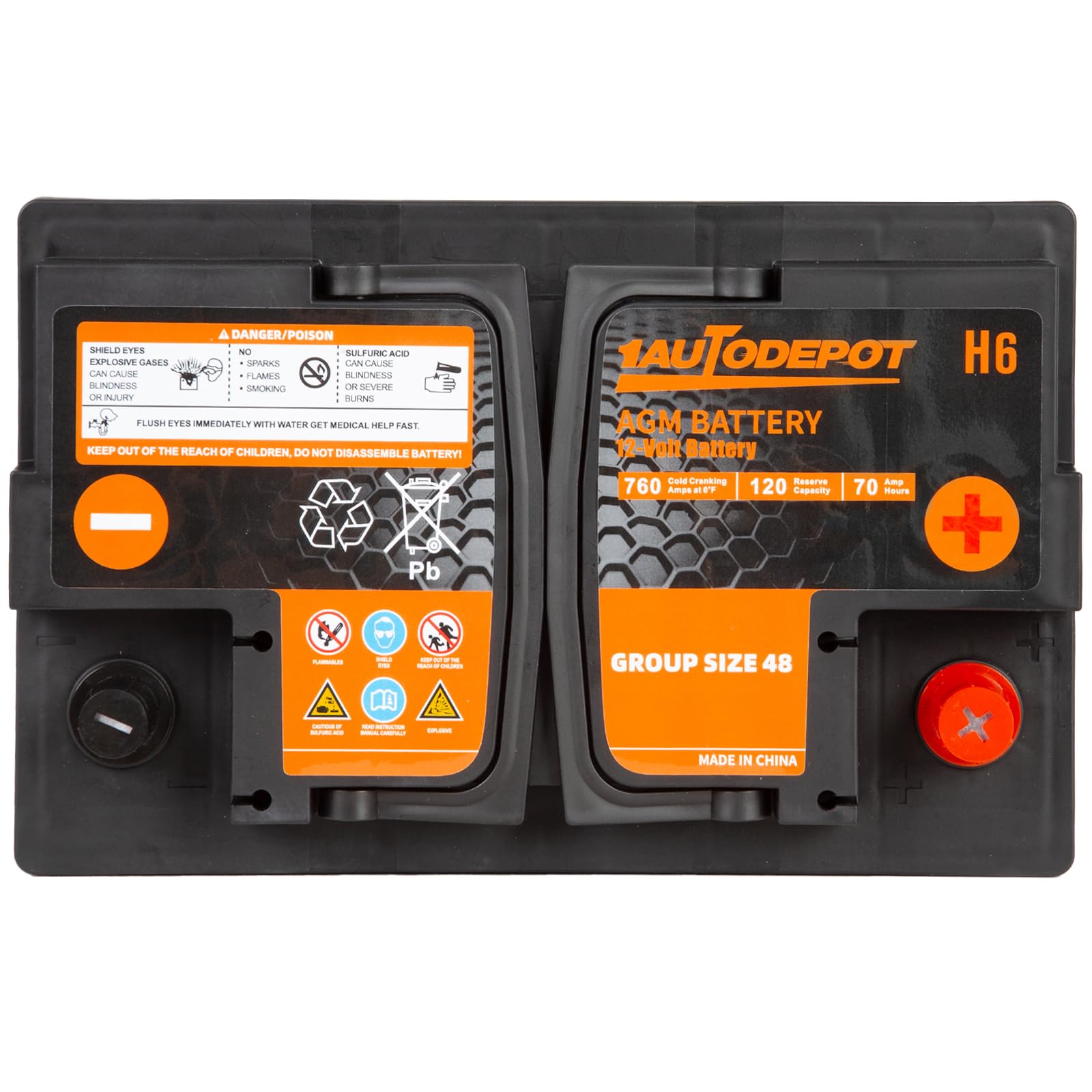 Bci Group 48 Car Battery, 12V 70Ah Size H6 Automotive Battery Premium Maintenance Free Agm Batteries, 760Cca, 120Rc, 36 Months W