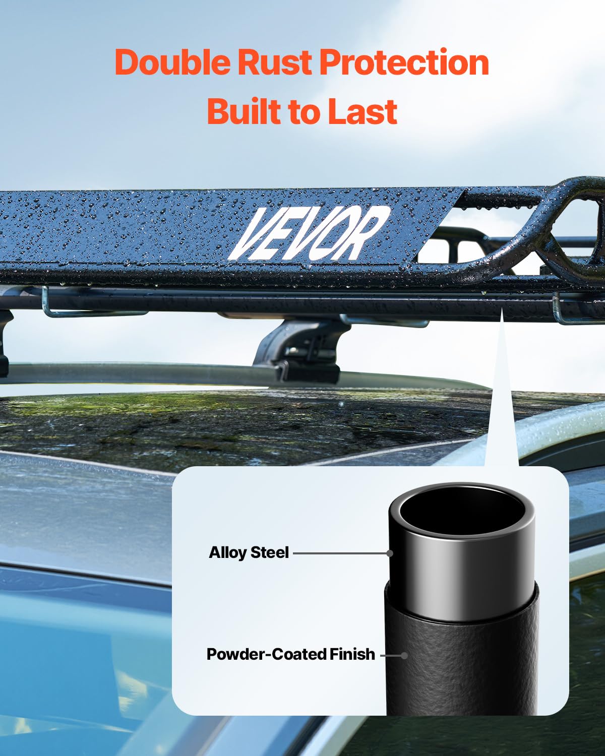 VEVOR Roof Rack Basket, Universal Cargo Carrier 64"x50", 150 lbs Capacity, Anti-Rust Alloy Steel, Includes Cargo Net, Model 1209-4