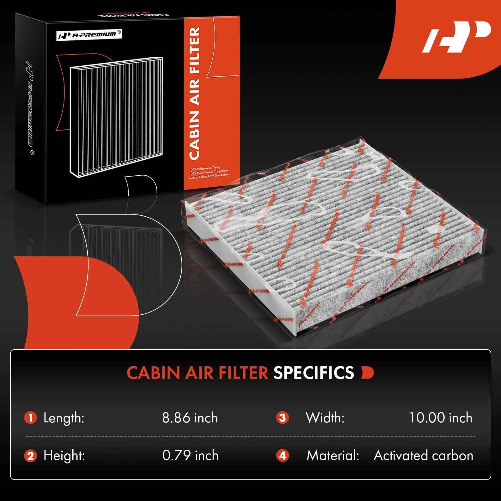 A-Premium Cabin Air Filter w/Activated Carbon Compatible with Chevy, GMC, Hyundai, Kia & Saturn - Captiva Sport, Equinox, Terrai