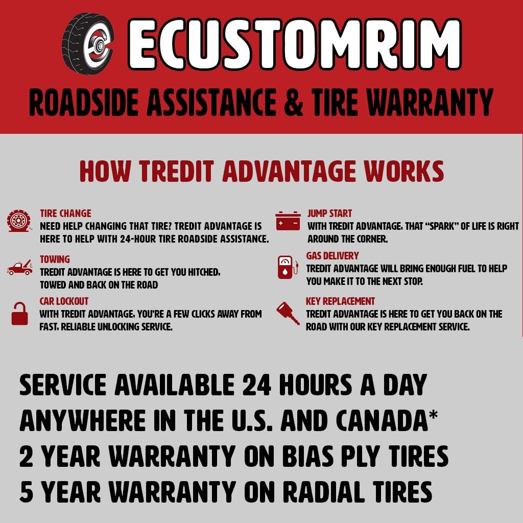 eCustomRim ST205/75R15 Steel Belted Radial Trailer Tire - Load Range D, 2150# Capacity, 27.1" Size, 6-Year Warranty, Free