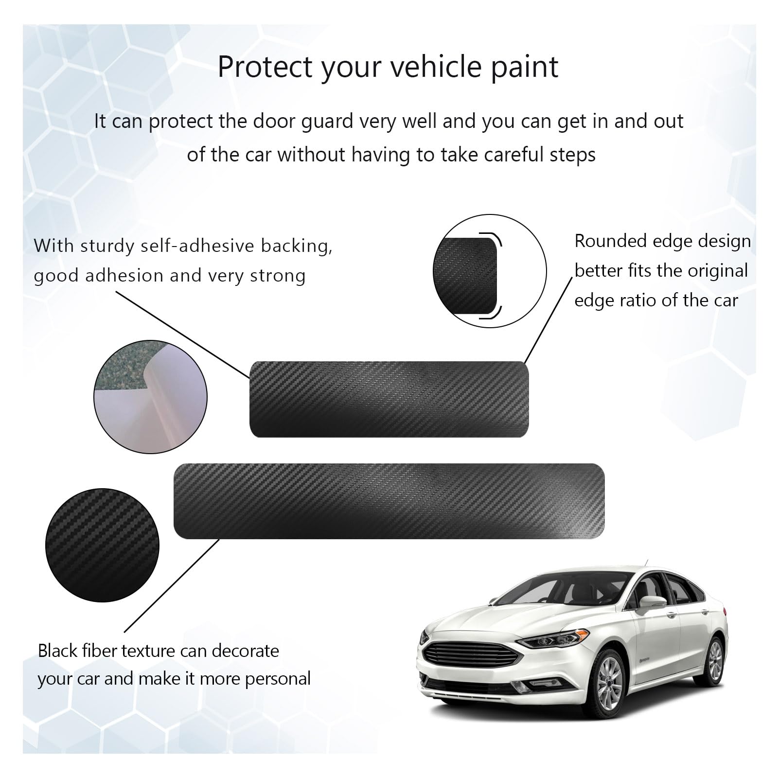 Dickno 4 Pcs Car Door Sill Protector, 5D Carbon Fiber Auto Door Entry Edge Guard Protection Trim, Anti-Scratch Threshold Cover Strips, Sill Protection Sticker For Car Suv Truck (Black)
