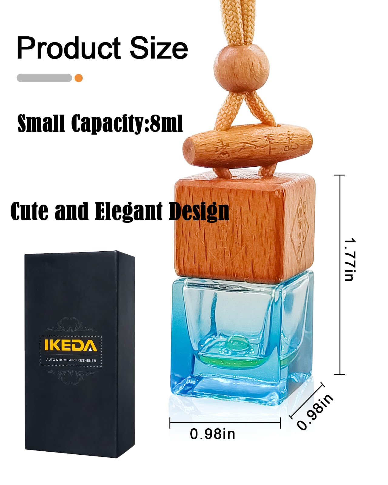 Ikeda Fragrance Car Air Freshener 8Ml Automotive Scents | 45-Days Long-Lasting Keep Fragrance | Automobile Hanging Diffuser Bott