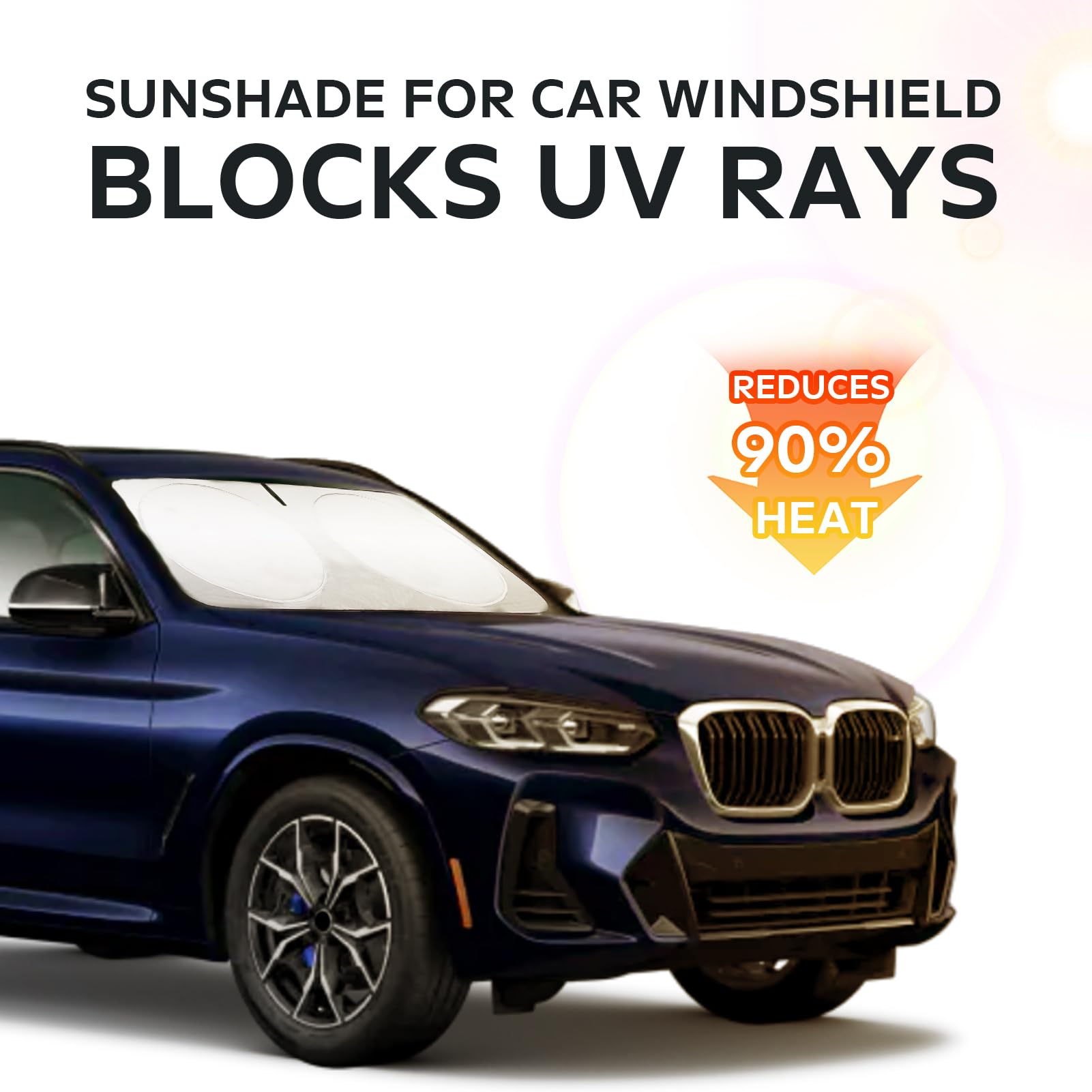 Boodancars Windshield Sun Shade Foldable Sunshade For 2024 X3 Suv Windshield Cover Custom-Fit 2023 2022 2021 2020 2019 2018 Bmw