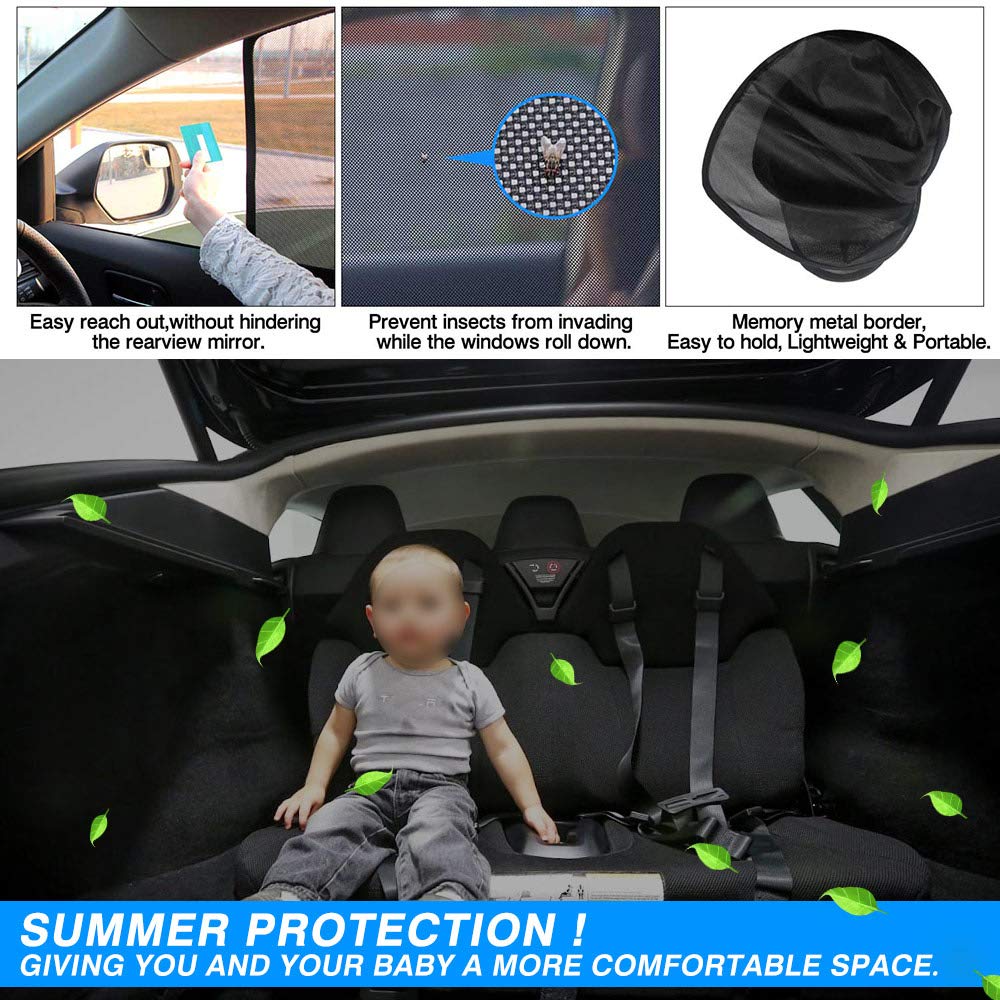 Premis Magnet Mesh Side Car Window Sun Shades Child Kid Glare Uv Rays Protection 9 Pcs For Tesla Model X