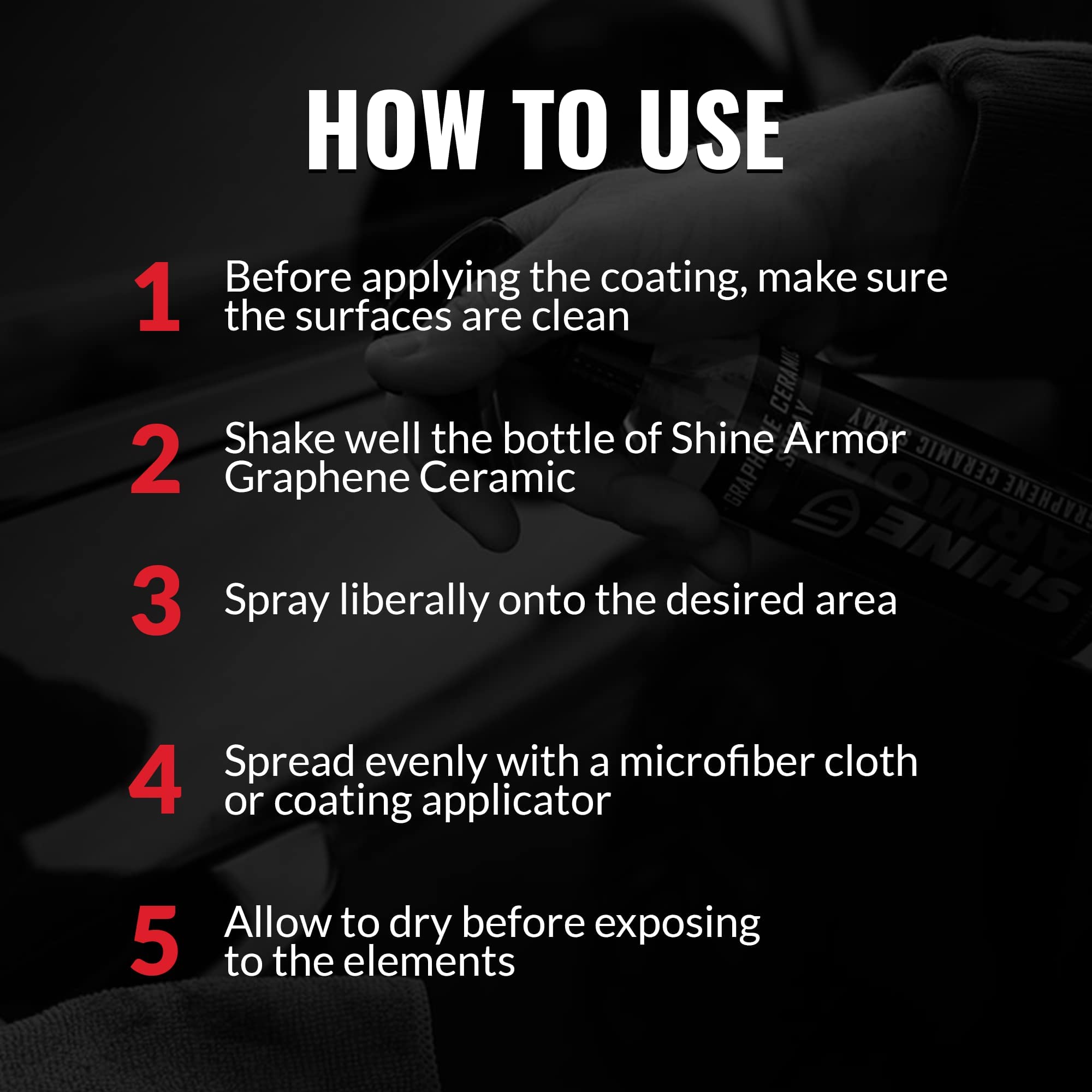 SHINE ARMOR Graphene Ceramic Coating for Cars, 8 Fl Oz, Hydrophobic SiO2 Technology, Premium Gloss, Ceramic Protection