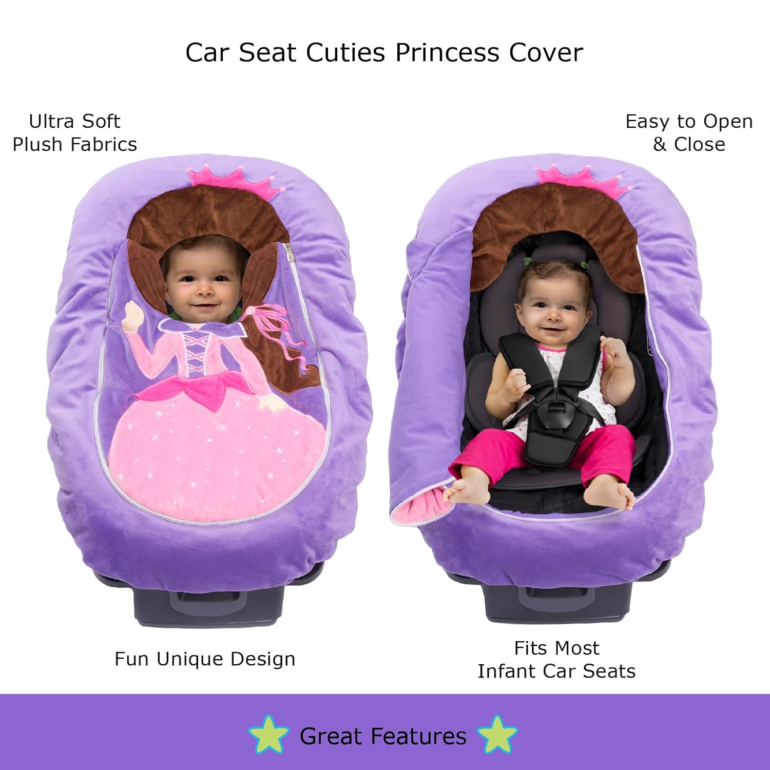 Car Seat Cuties, Baby Car Seat Cover, Stretchy Universal Fit Infant Car Seat Carrier Cover for Baby Boys and Girls, Soft & Warm Baby Blanket Style Car Seat Cover, Infant Costume