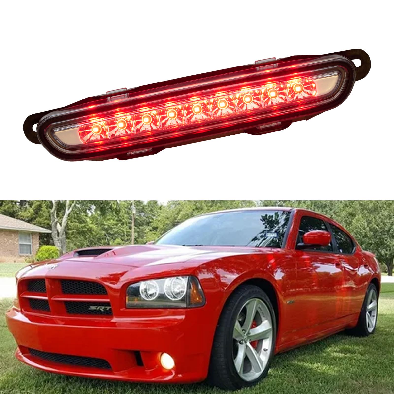 Cxdar LED Third Brake Light for 2006-2010 Dodge Charger, High Mount Rear Light, Waterproof, Clear