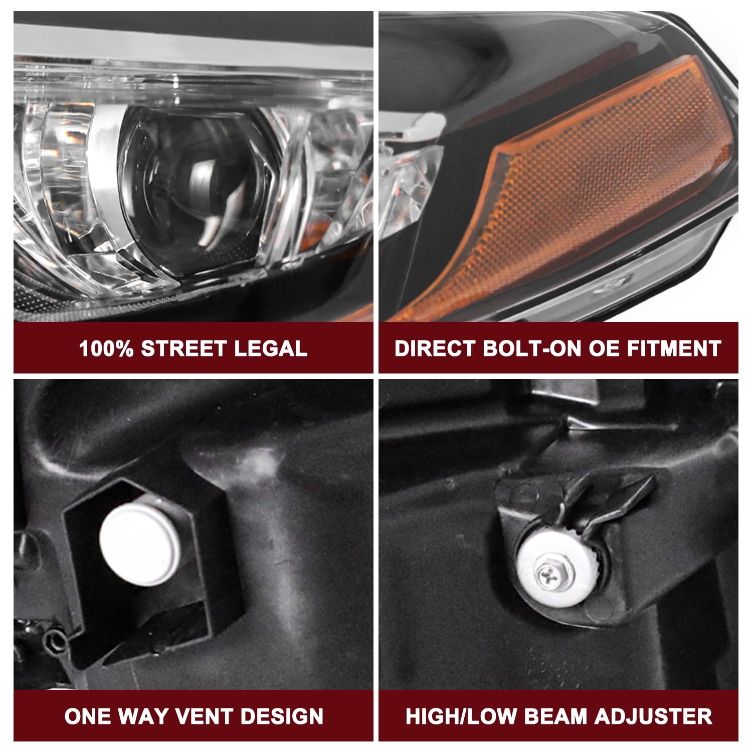 JSBOYAT LED Headlight Assembly for 2017-2019 Toyota Corolla L/LE, Left Driver Side, Halogen, Bulbs Included