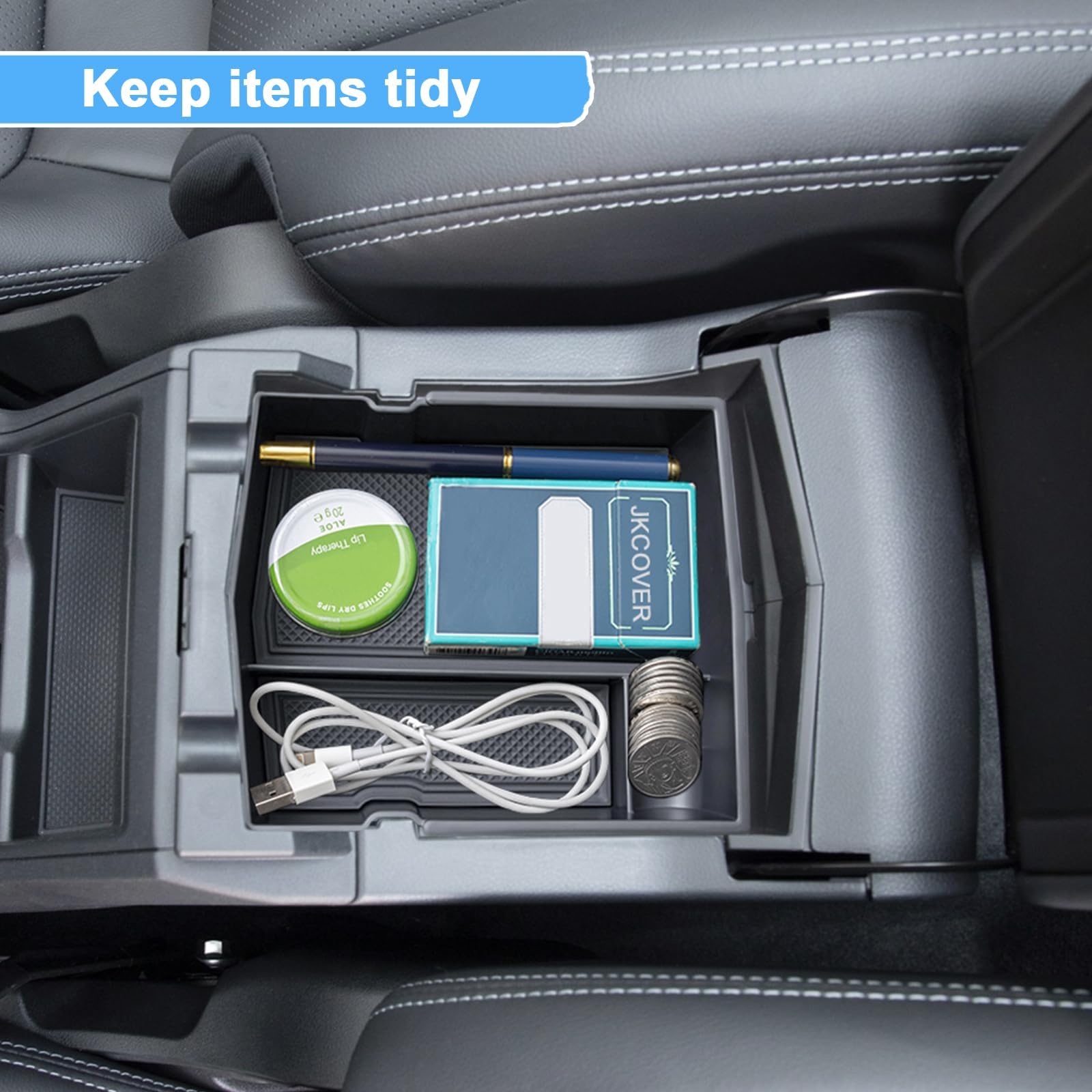 JKCOVER Center Console Organizer Tray for Subaru Forester 2019-2024, Black ABS Plastic, Easy Removal Accessory